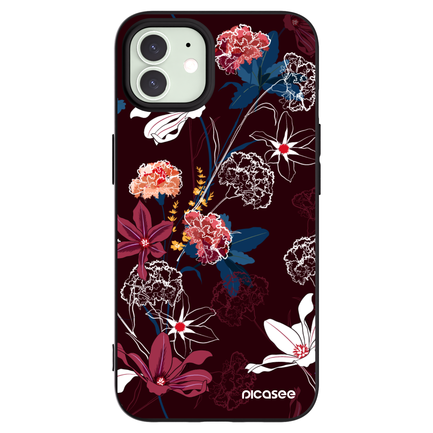Picasee Apple iPhone 12 Hülle - Schwarzes Silikon - Dark Meadow