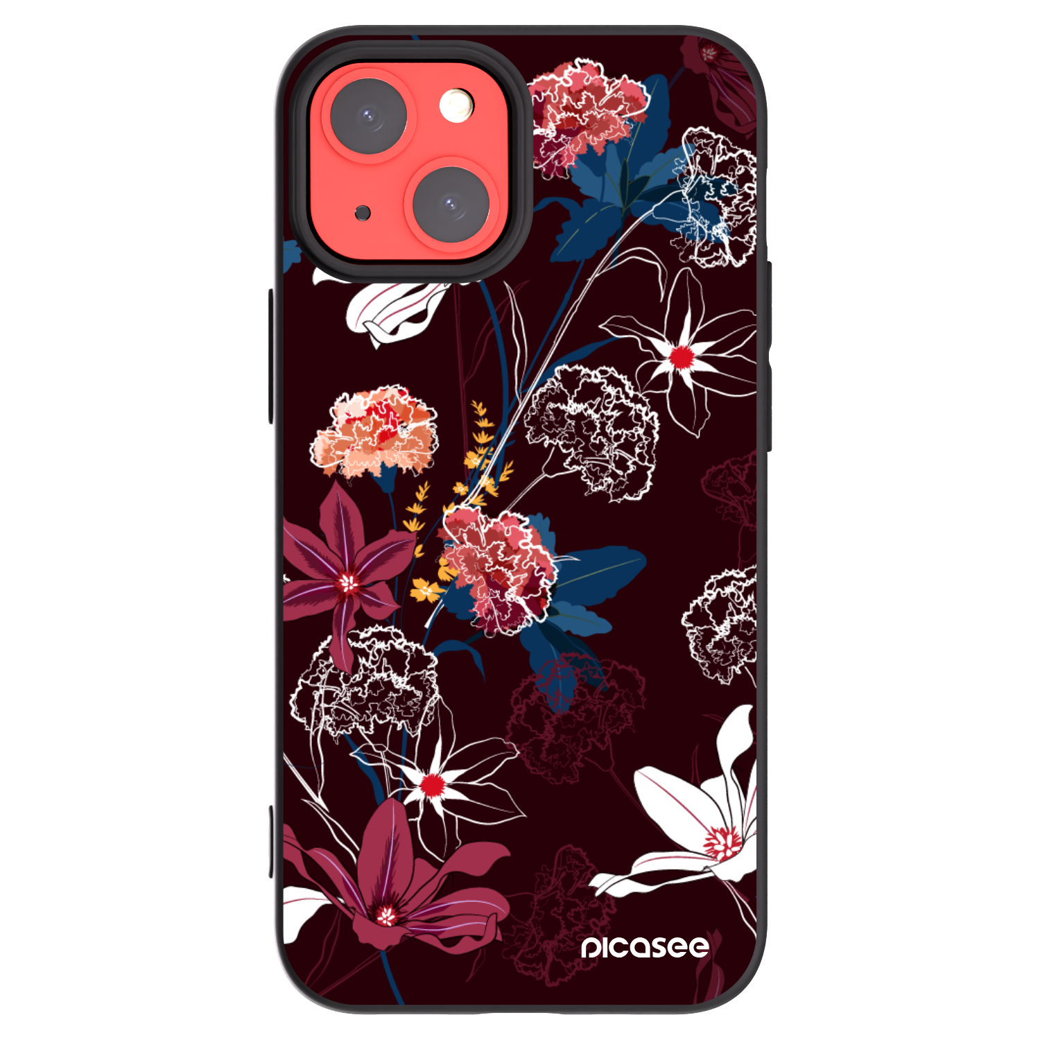 Picasee Apple iPhone 13 mini Hülle - Schwarzes Silikon - Dark Meadow