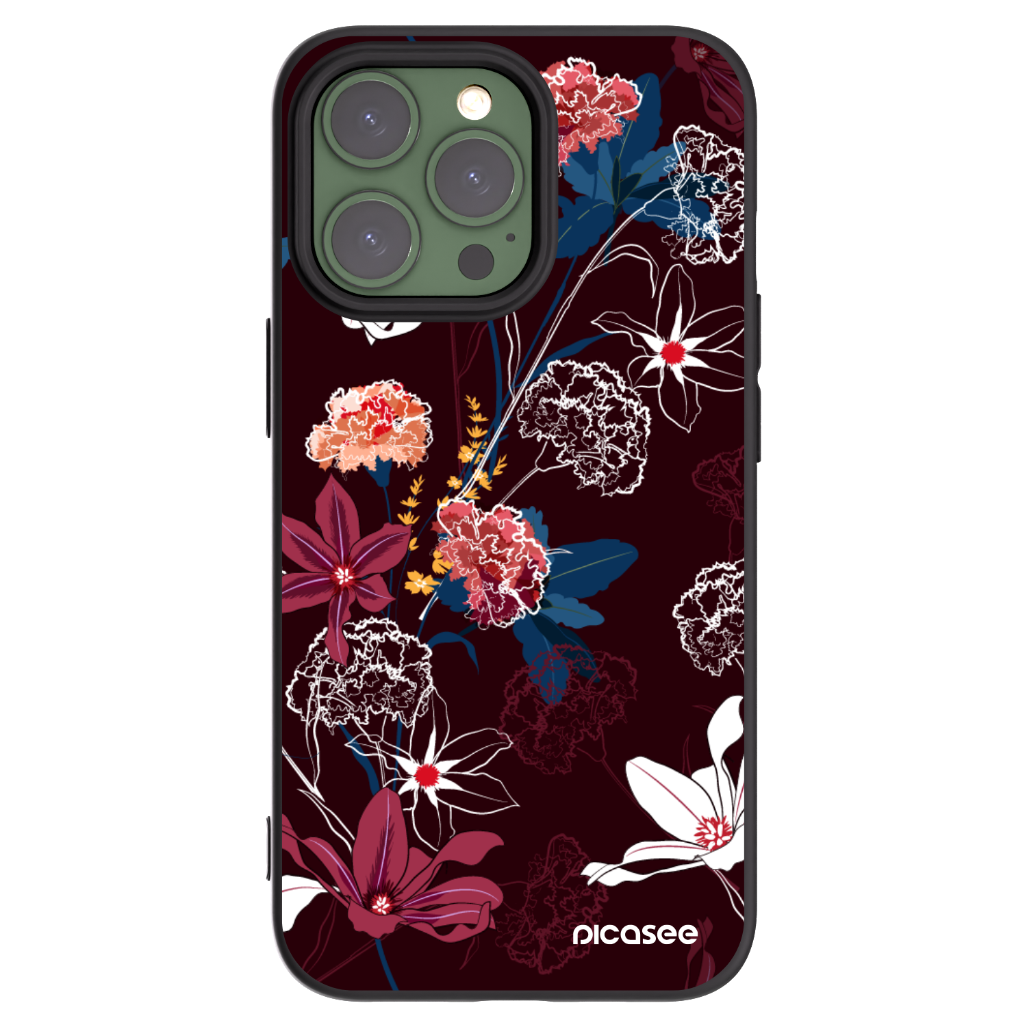 Picasee Apple iPhone 13 Pro Hülle - Schwarzes Silikon - Dark Meadow