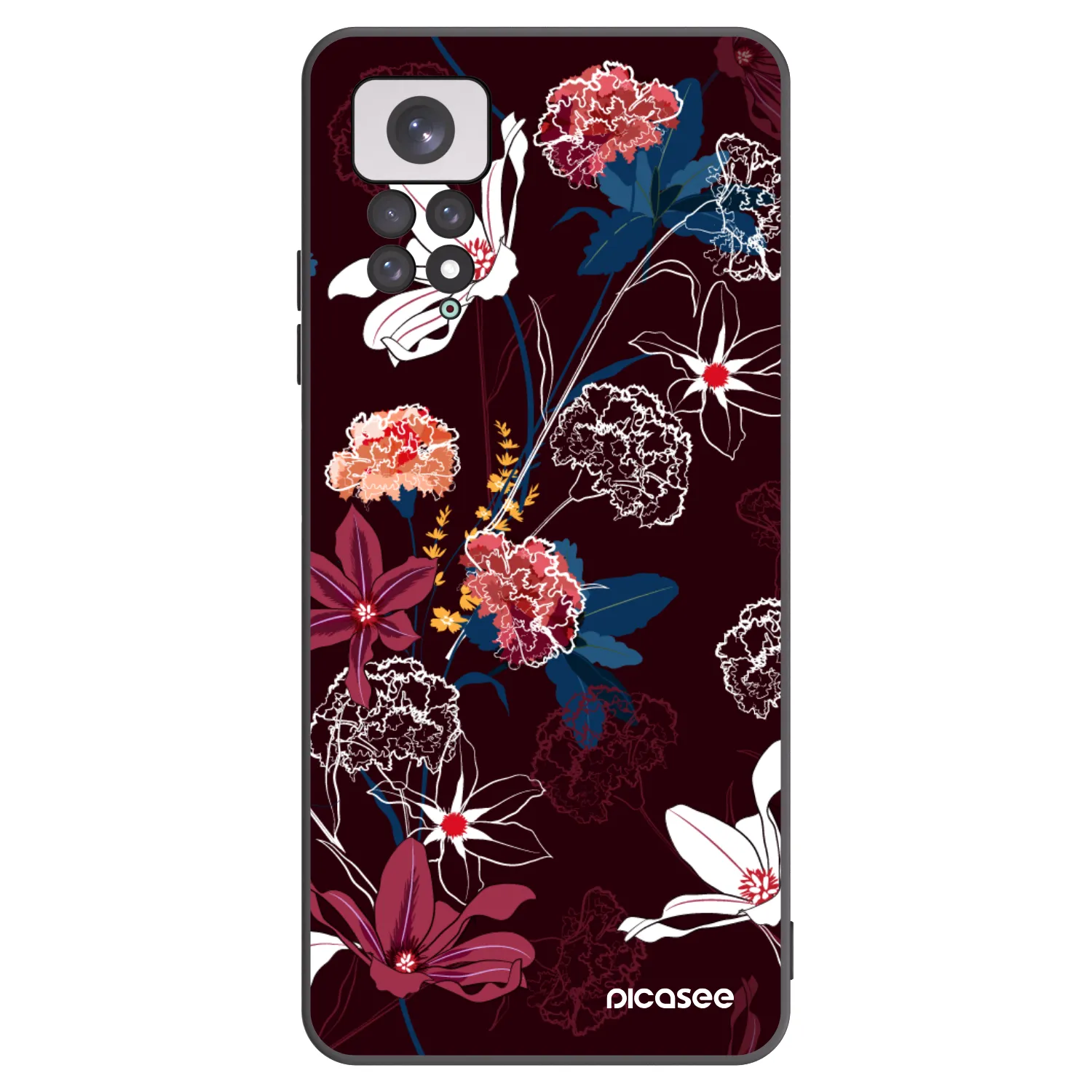 Picasee Xiaomi Redmi Note 11 Hülle - Schwarzes Silikon - Dark Meadow