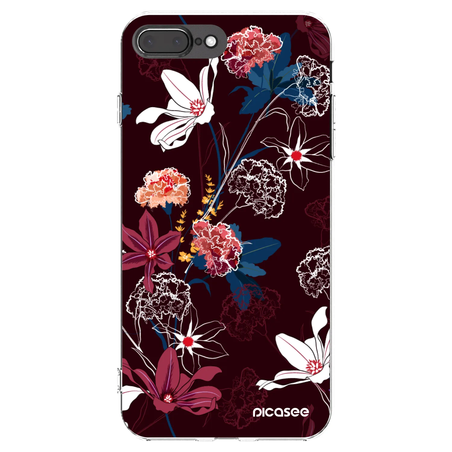 Picasee Apple iPhone 8 Plus Hülle - Transparentes Silikon - Dark Meadow