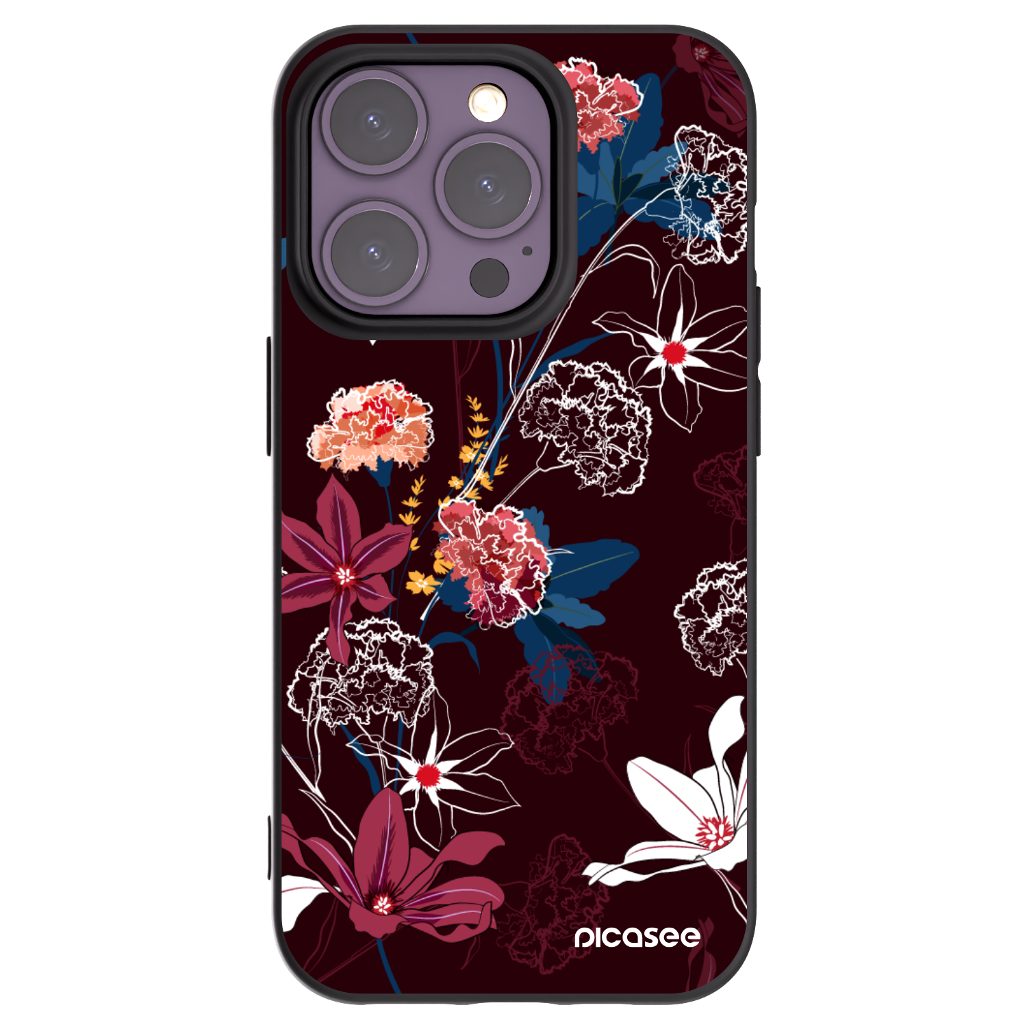 Picasee Apple iPhone 14 Pro Hülle - Schwarzes Silikon - Dark Meadow