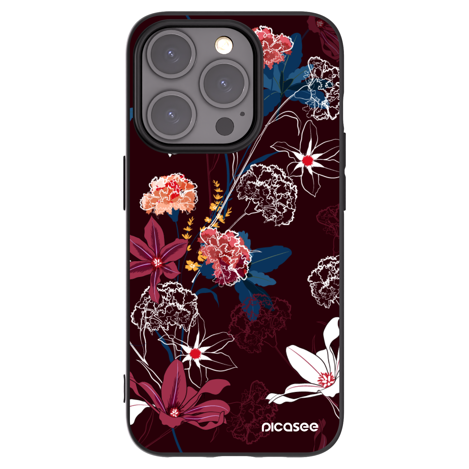 Picasee Apple iPhone 15 Pro Hülle - Schwarzes Silikon - Dark Meadow