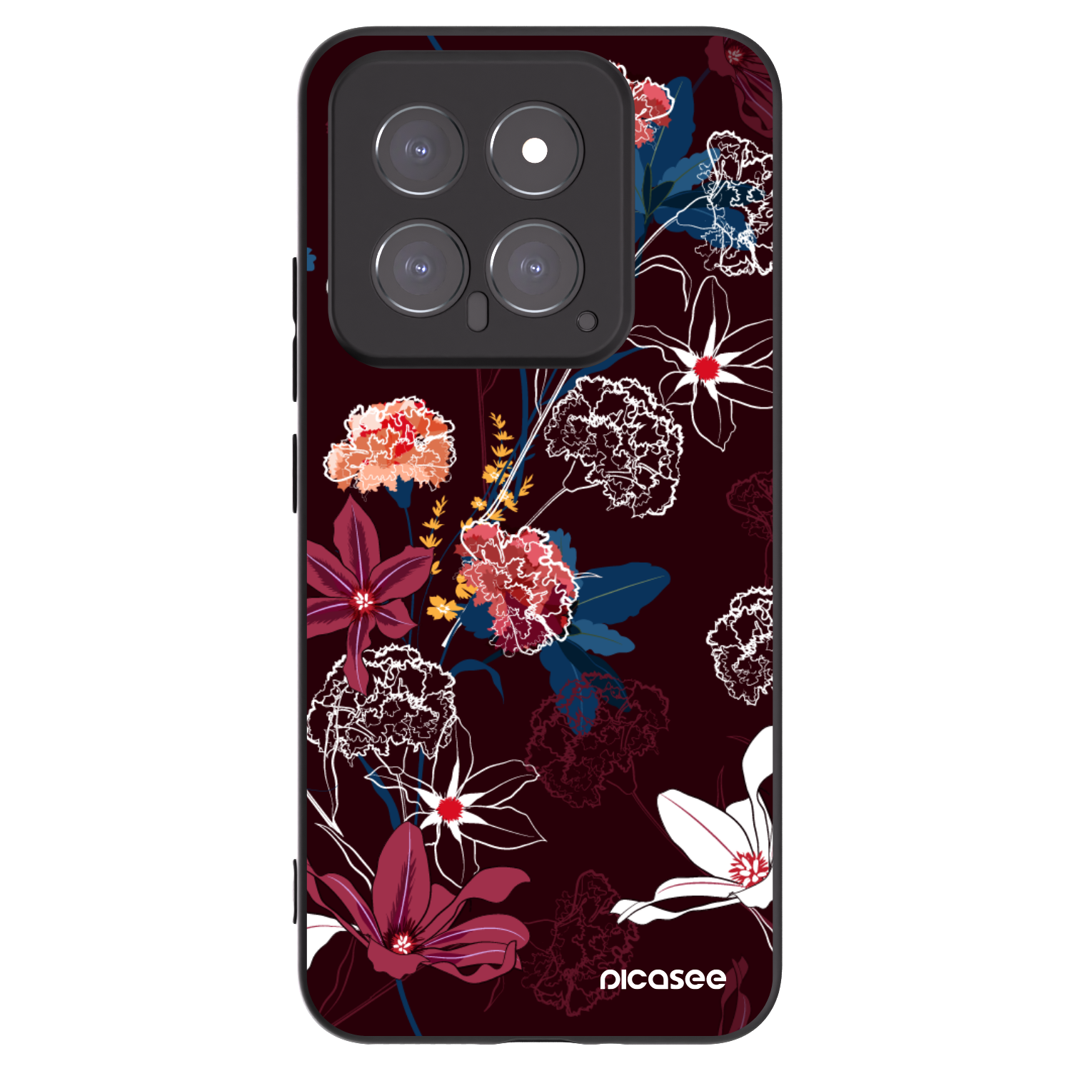 Picasee Xiaomi 14 Hülle - Schwarzes Silikon - Dark Meadow