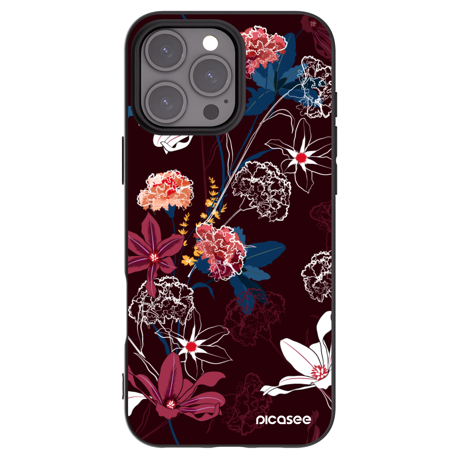 Picasee Apple iPhone 16 Pro Max Hülle - Schwarzes Silikon - Dark Meadow