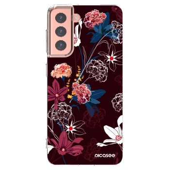 Picasee Samsung Galaxy S21 5G G991B Hülle - Transparentes Silikon - Dark Meadow