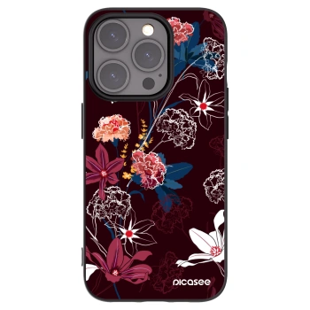 Picasee Apple iPhone 15 Pro Hülle - Schwarzes Silikon - Dark Meadow