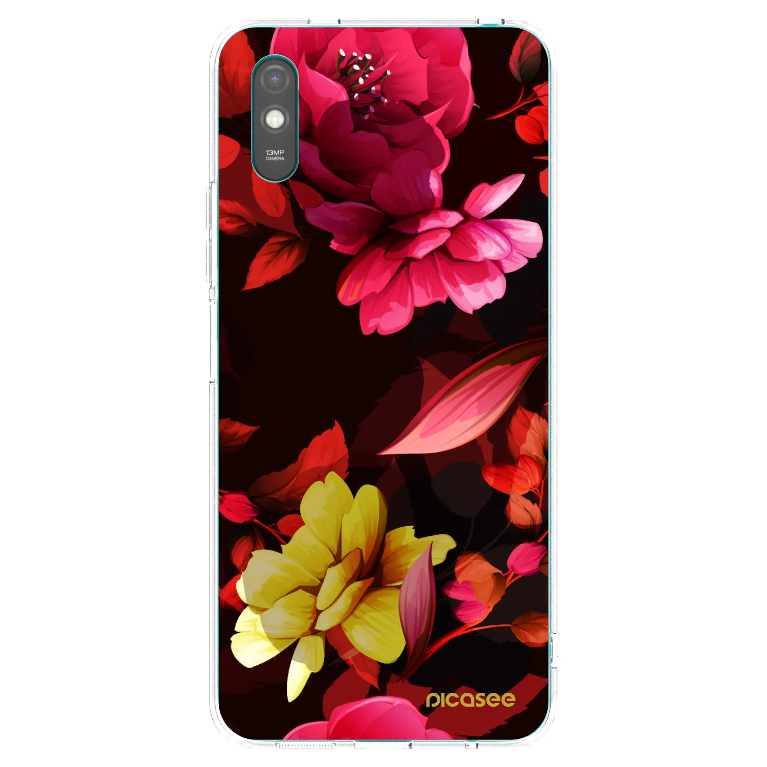 Picasee Xiaomi Redmi 9A Hülle - Transparentes Silikon - Dark Peonny