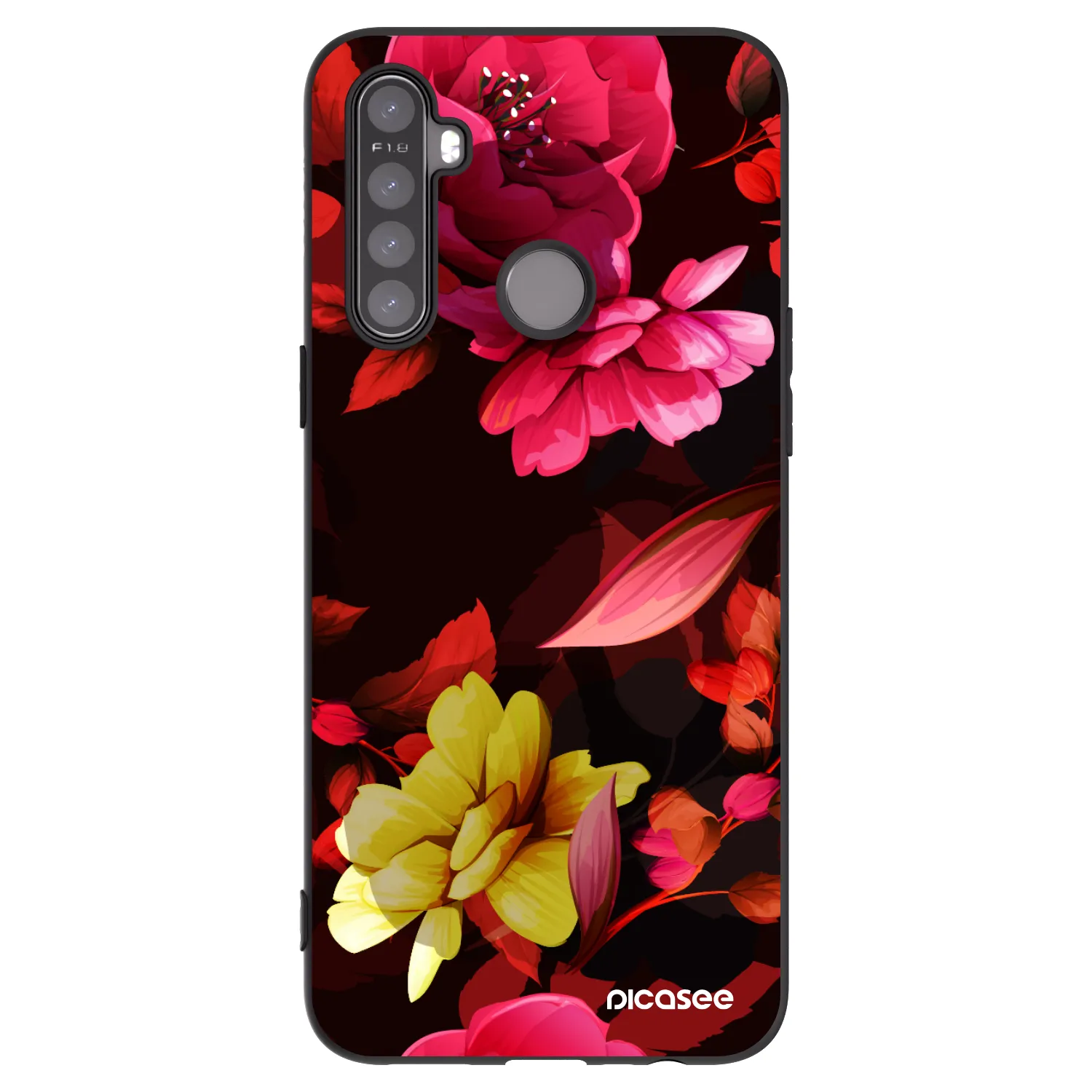 Picasee Realme 6i Hülle - Schwarzes Silikon - Dark Peonny