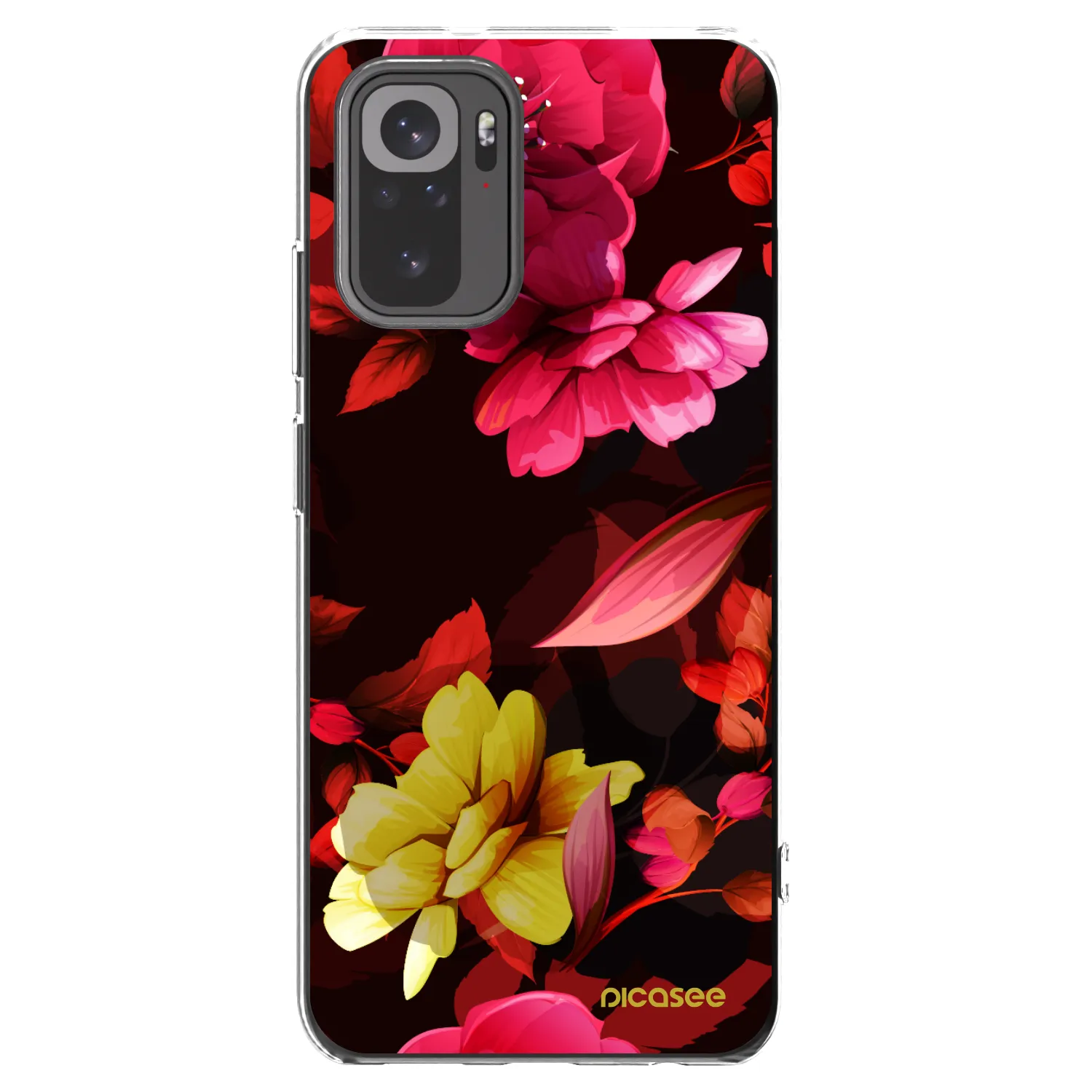 Picasee Xiaomi Redmi Note 10 Hülle - Transparentes Silikon - Dark Peonny