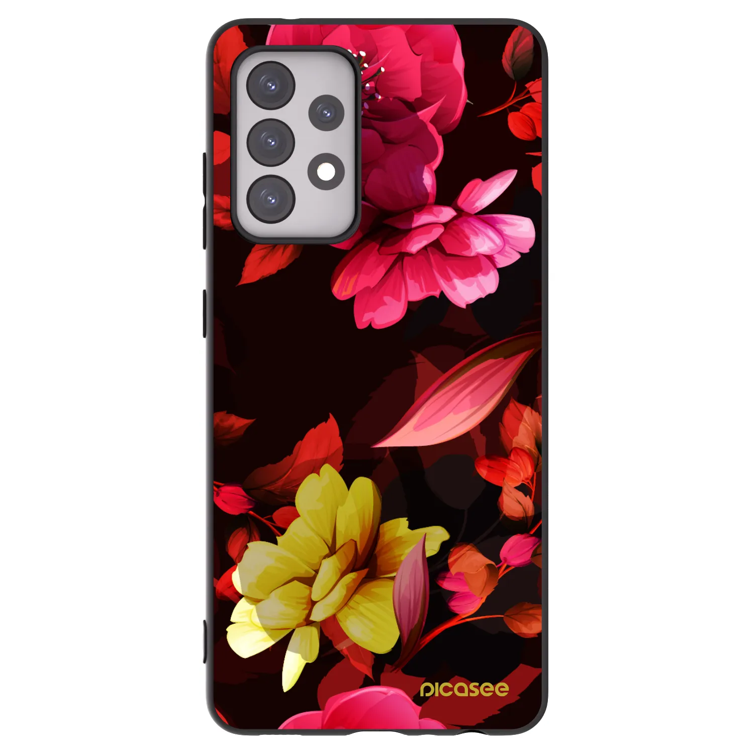 Picasee Samsung Galaxy A52 5G A525F Hülle - Schwarzes Silikon - Dark Peonny