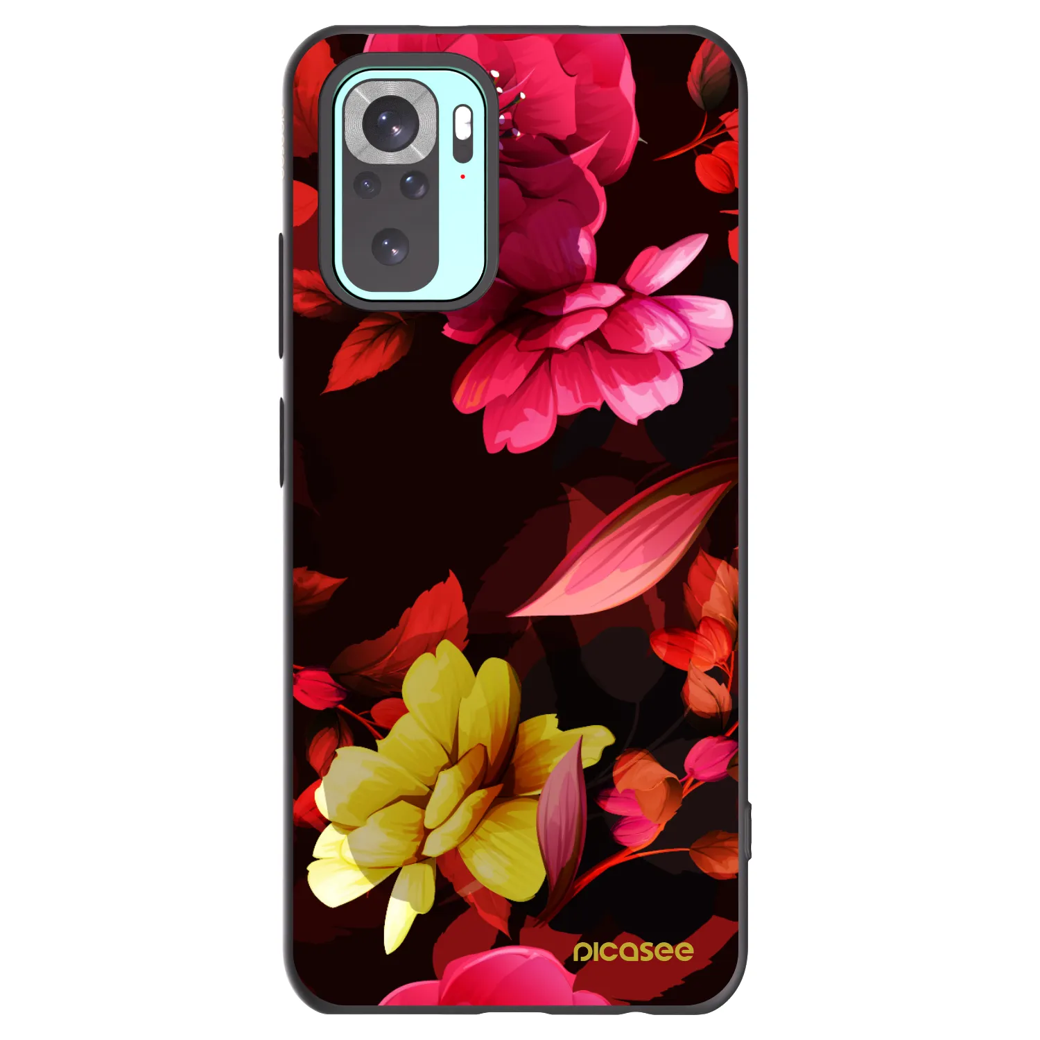 Picasee Xiaomi Redmi Note 10 Pro Hülle - Schwarzes Silikon - Dark Peonny