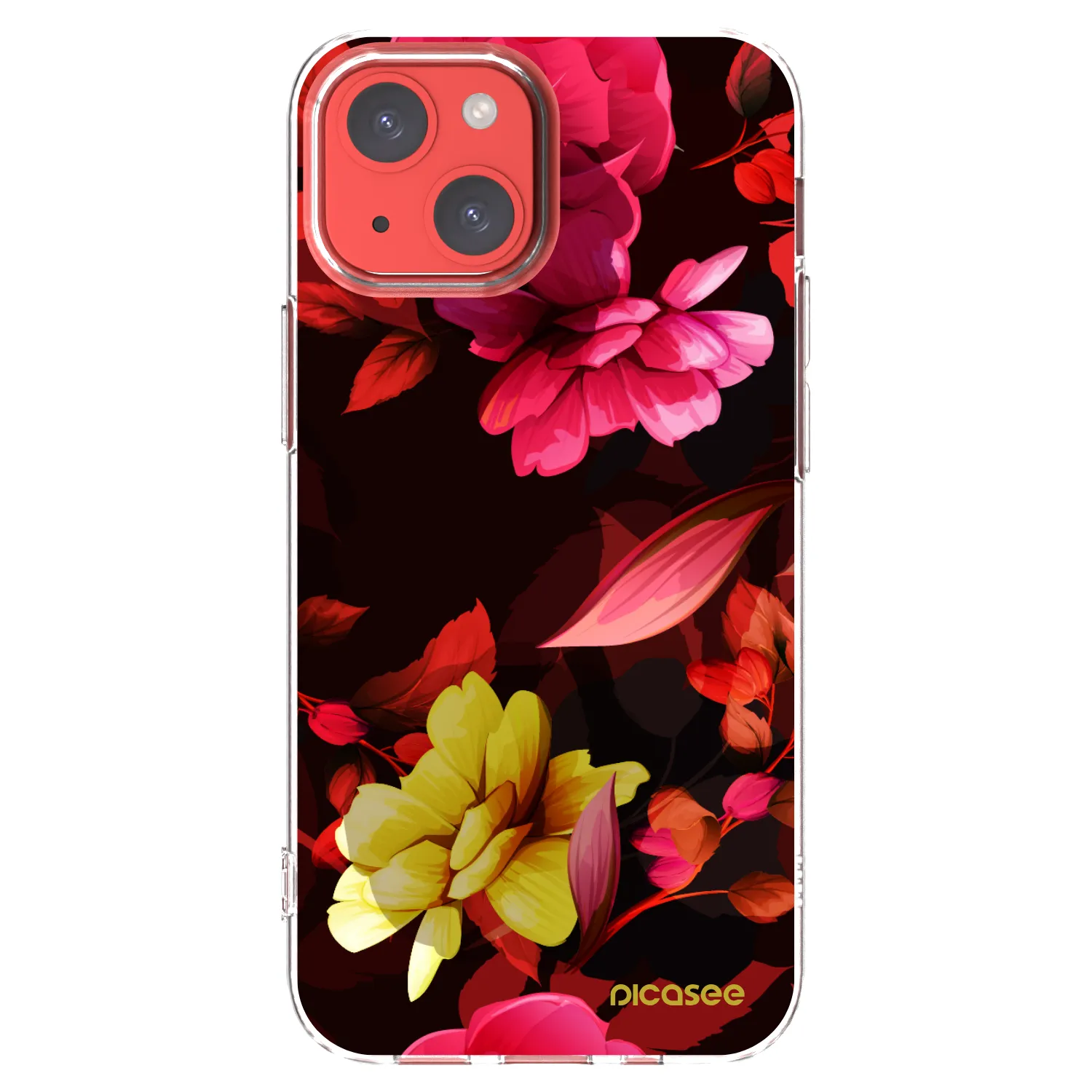Picasee Apple iPhone 13 mini Hülle - Transparentes Silikon - Dark Peonny