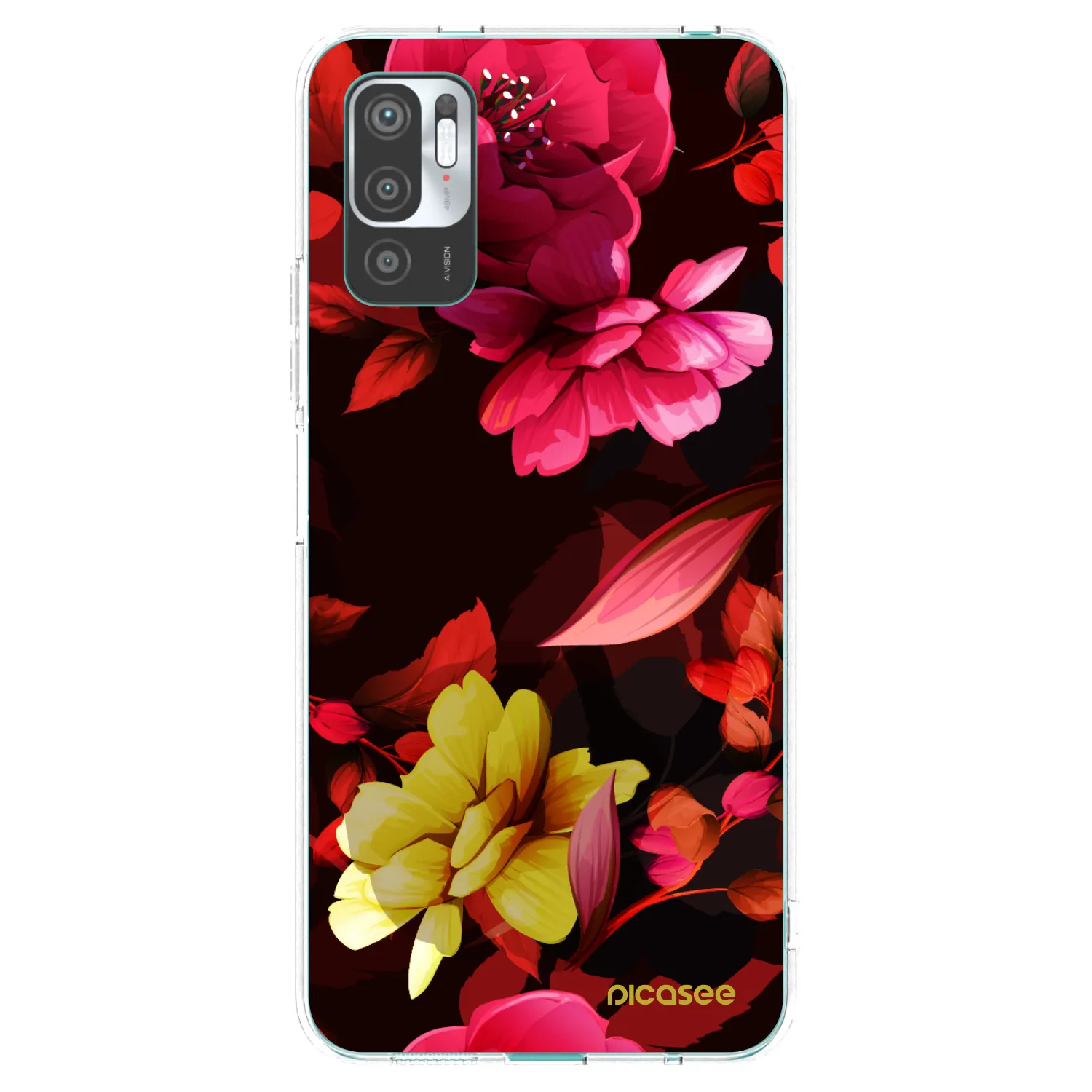 Picasee Xiaomi Redmi Note 10 5G Hülle - Transparentes Silikon - Dark Peonny