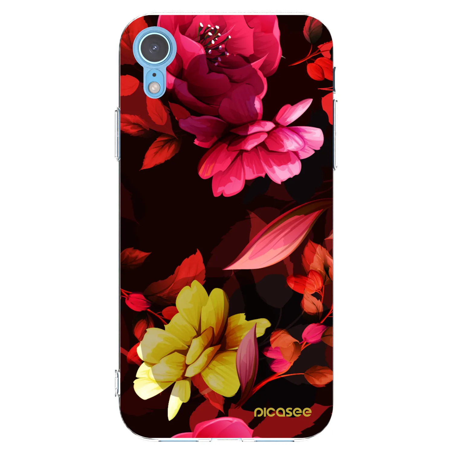 Picasee Apple iPhone XR Hülle - Transparentes Silikon - Dark Peonny