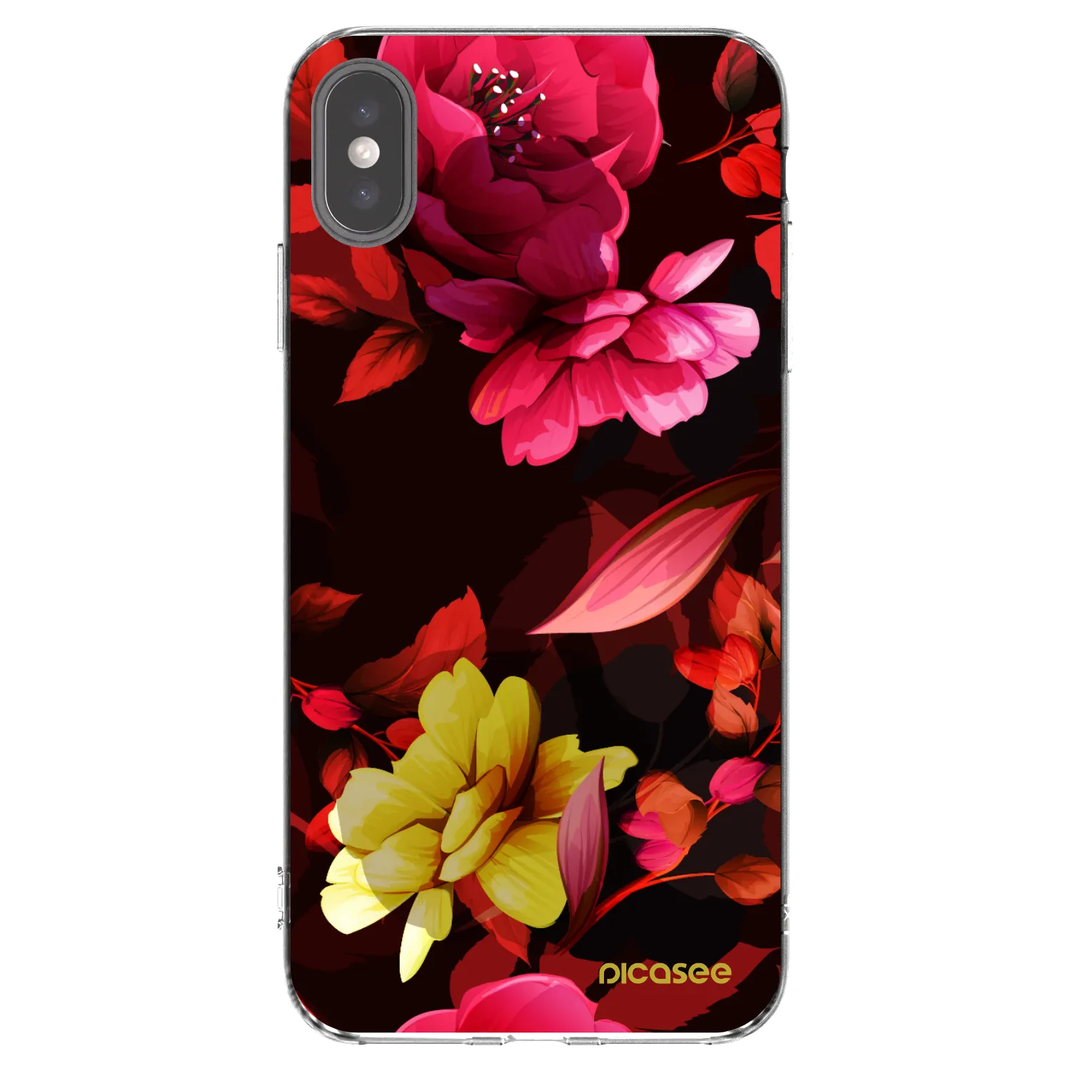 Picasee Apple iPhone XS Max Hülle - Transparentes Silikon - Dark Peonny