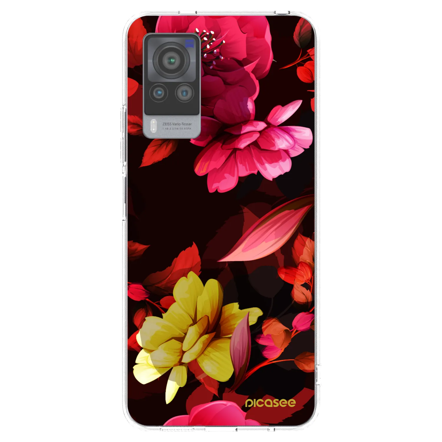 Picasee Vivo X60 Pro 5G Hülle - Transparentes Silikon - Dark Peonny