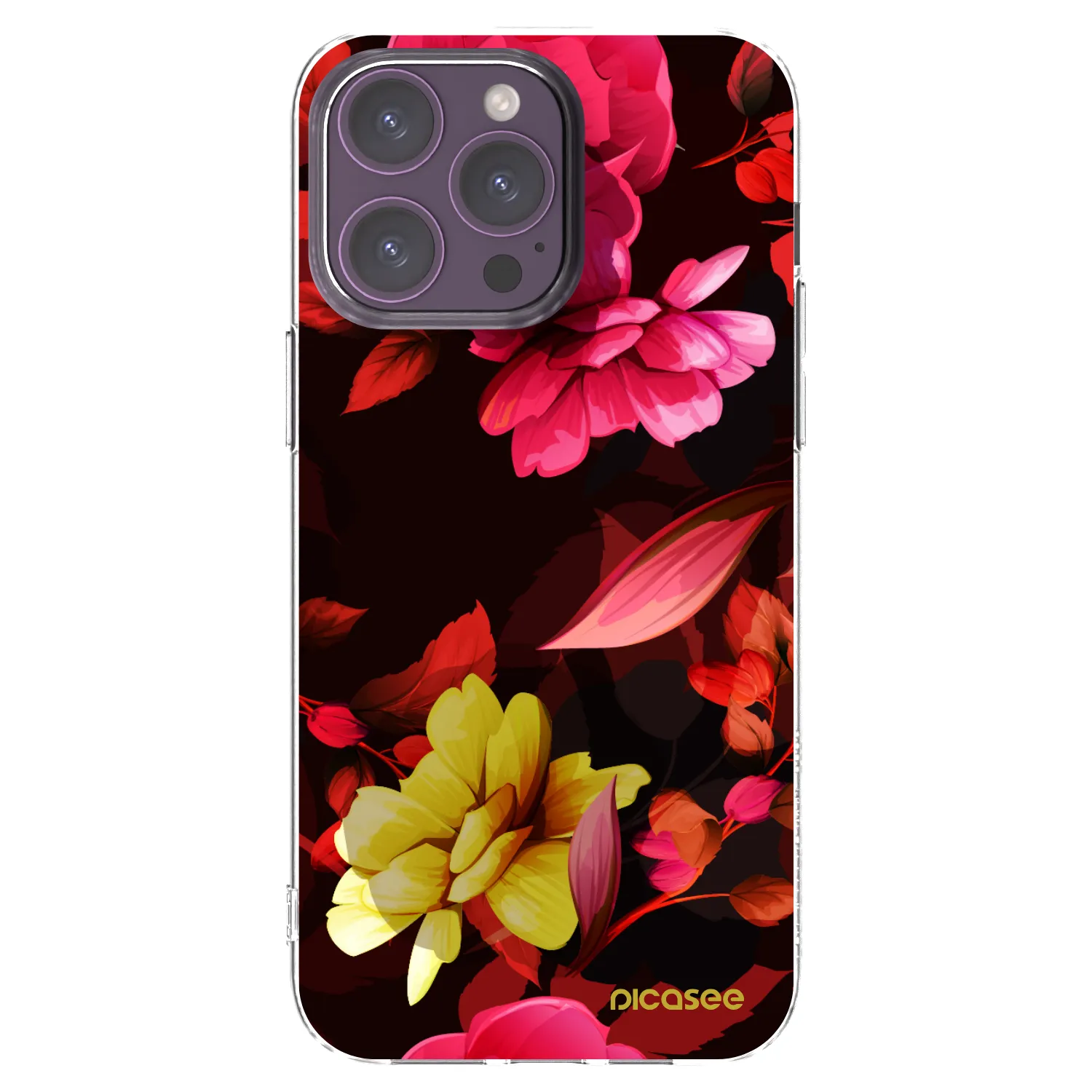 Picasee Apple iPhone 14 Pro Max Hülle - Transparentes Silikon - Dark Peonny