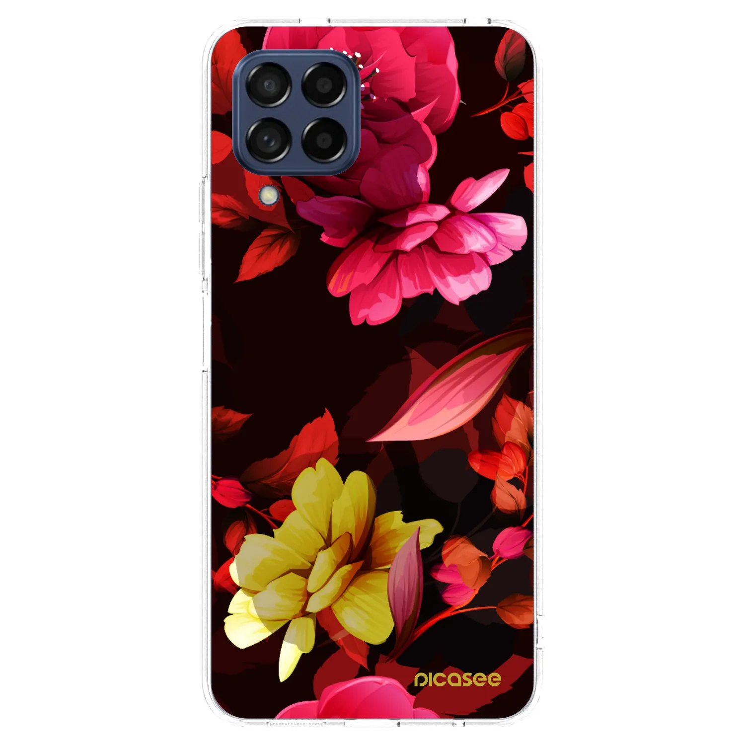 Picasee Samsung Galaxy M53 5G Hülle - Transparentes Silikon - Dark Peonny