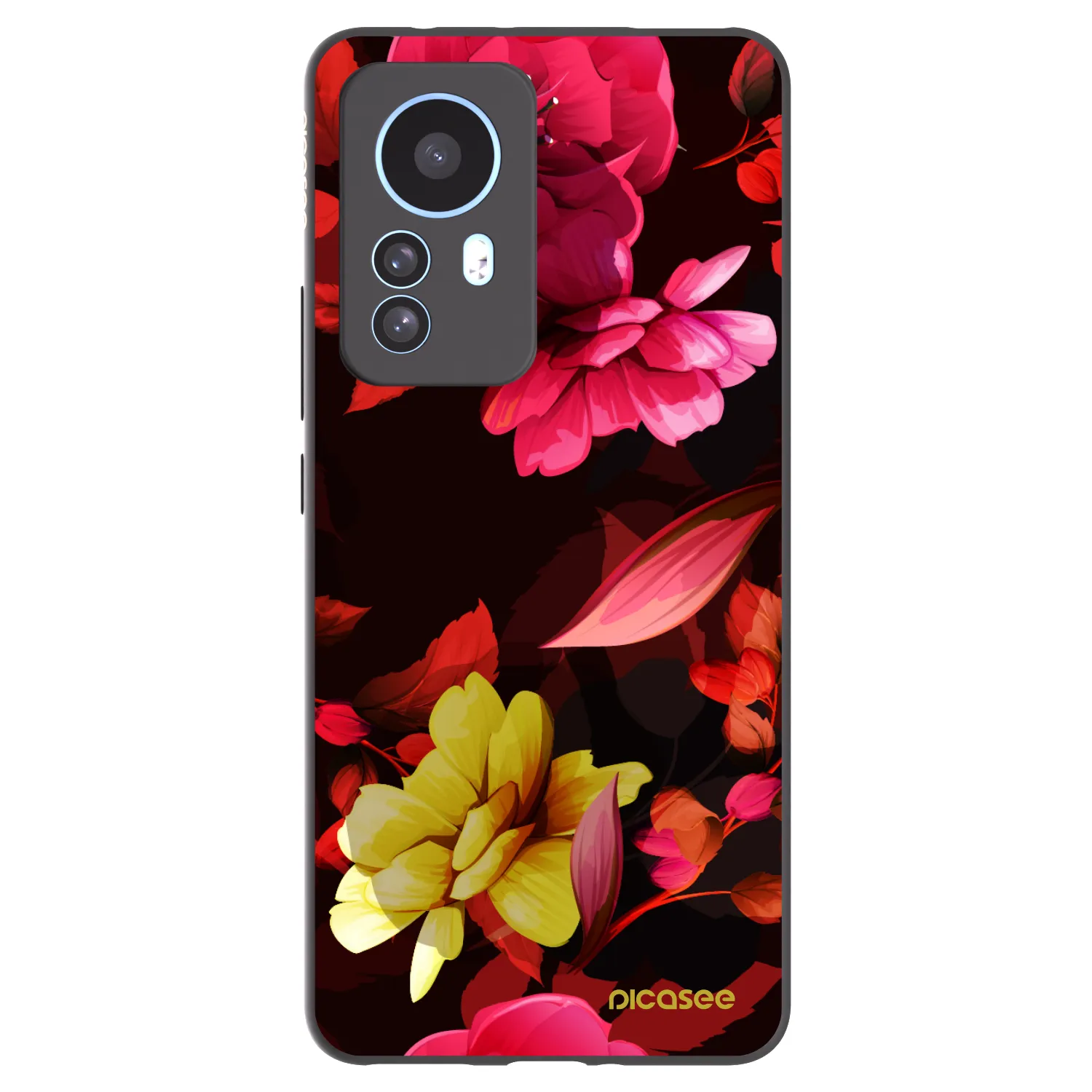 Picasee Xiaomi 12T Pro Hülle - Schwarzes Silikon - Dark Peonny