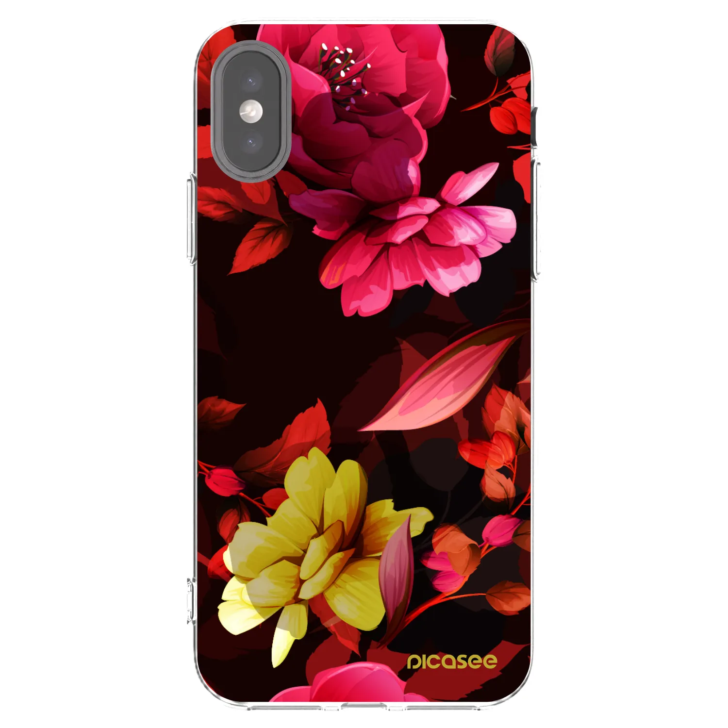 Picasee Apple iPhone X/XS Hülle - Transparentes Silikon - Dark Peonny