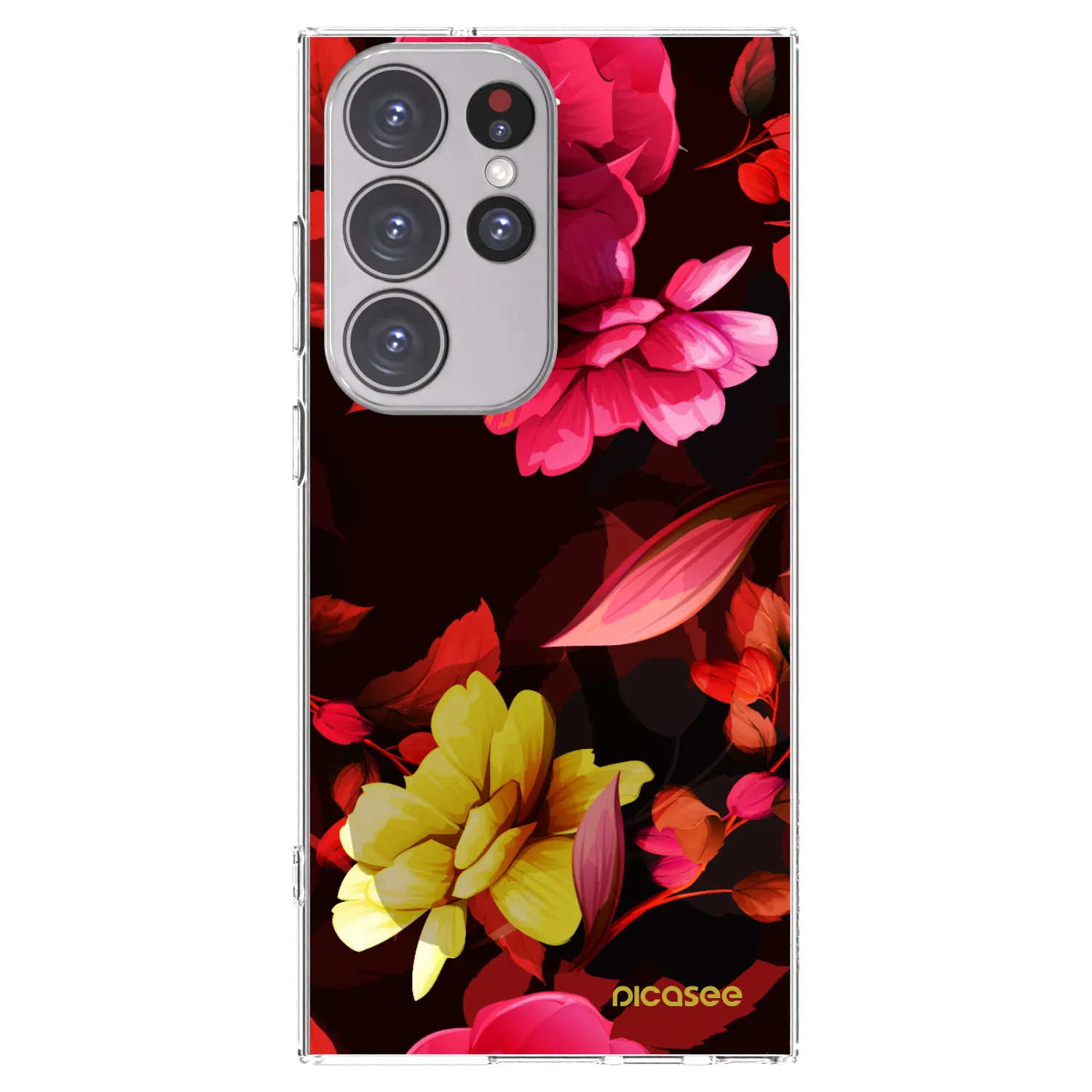 Picasee Samsung Galaxy S23 Ultra 5G Hülle - Transparentes Silikon - Dark Peonny