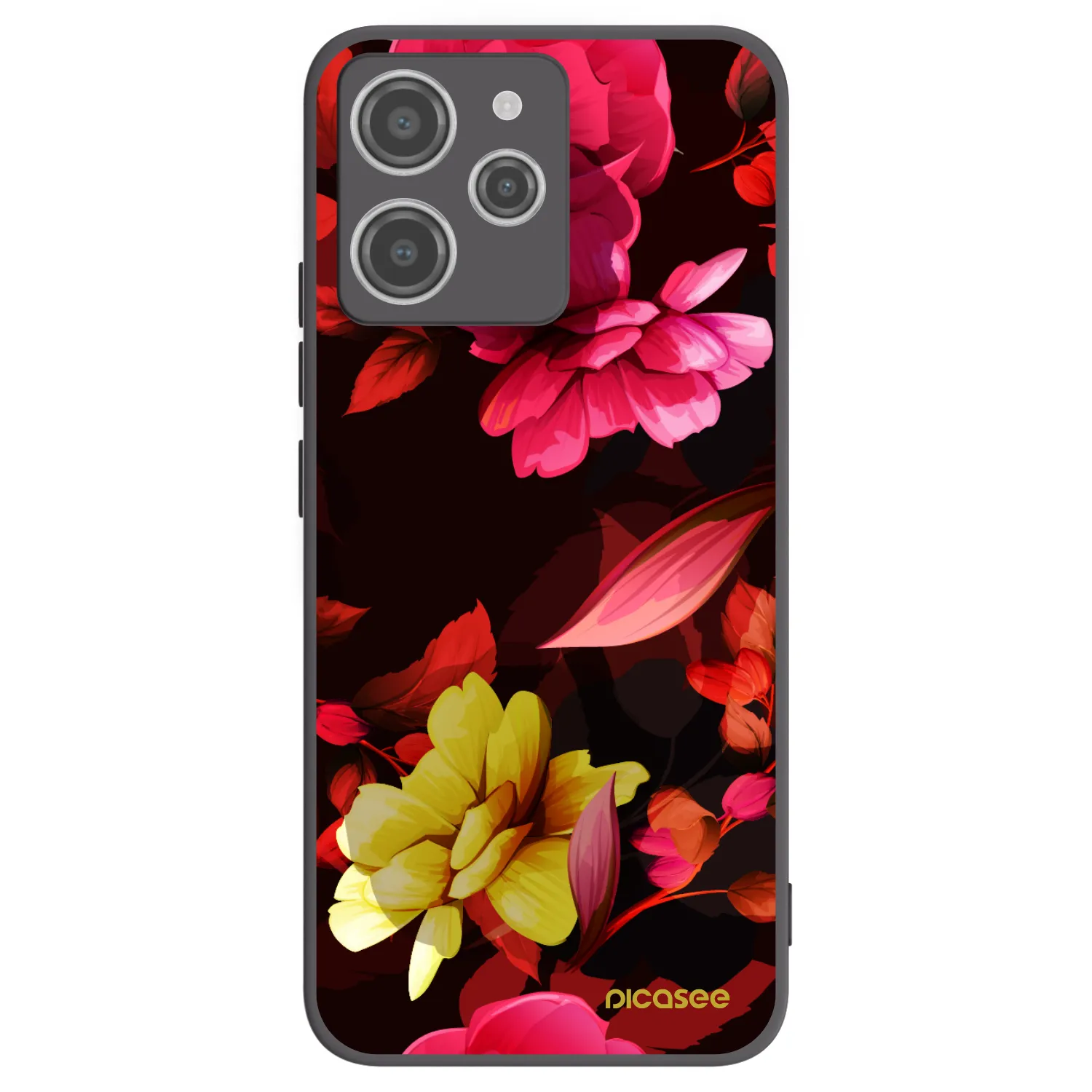 Picasee Xiaomi Redmi 12 4G Hülle - Schwarzes Silikon - Dark Peonny