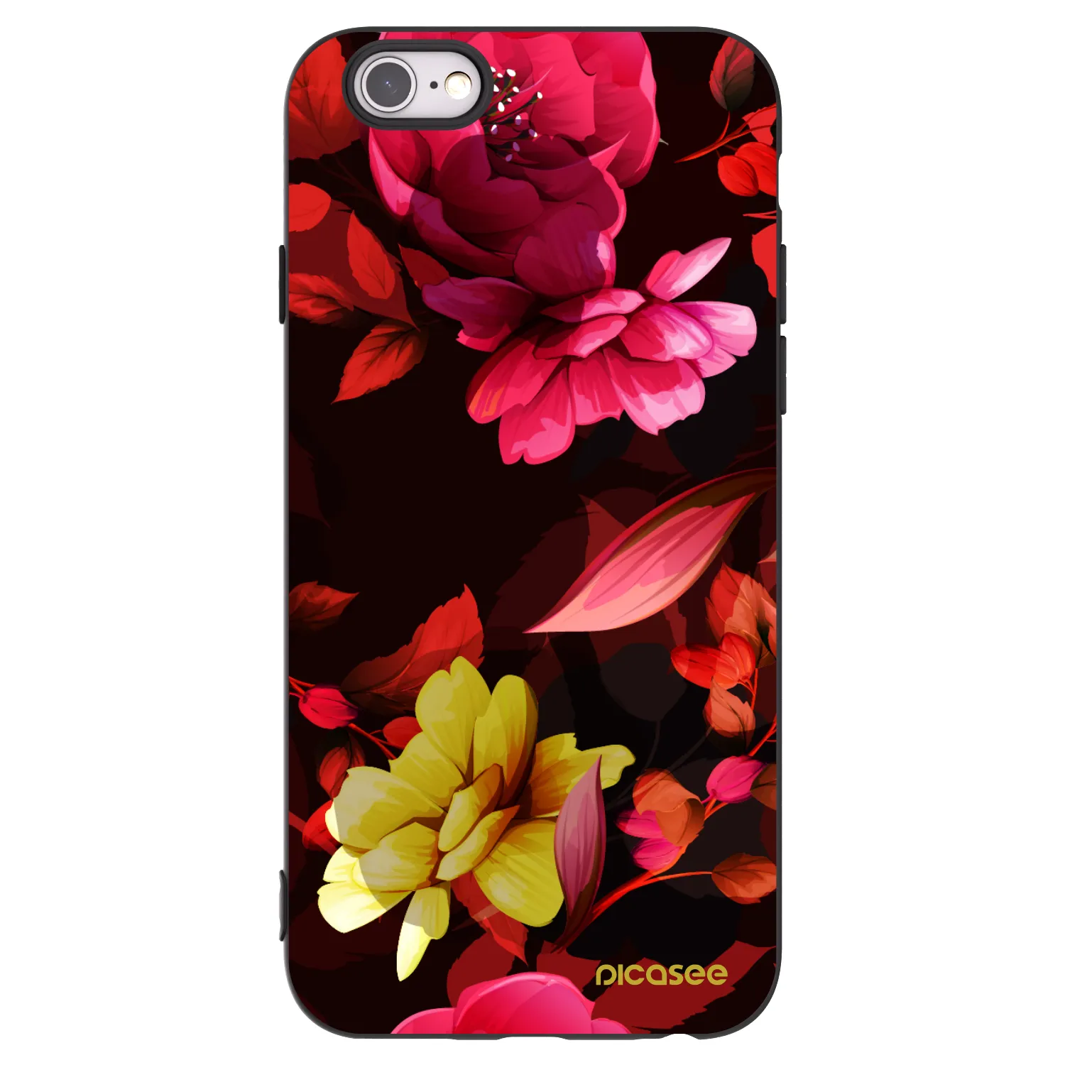 Picasee Apple iPhone 6/6S Hülle - Schwarzes Silikon - Dark Peonny