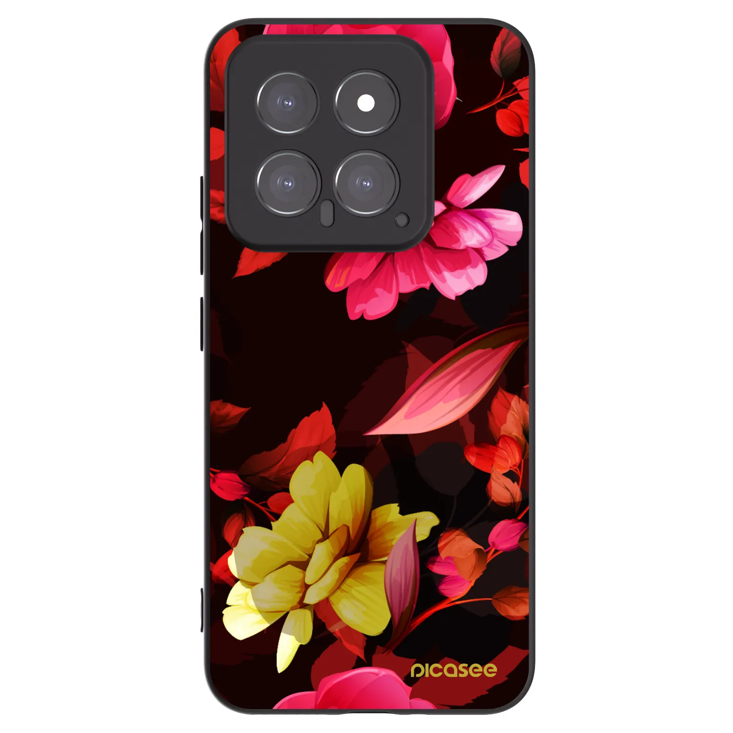 Picasee Xiaomi 14 Hülle - Schwarzes Silikon - Dark Peonny