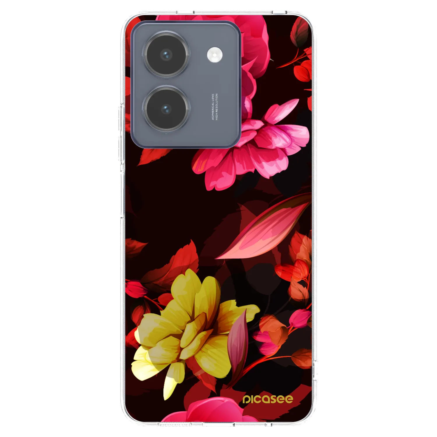 Picasee Vivo Y36 4G Hülle - Transparentes Silikon - Dark Peonny
