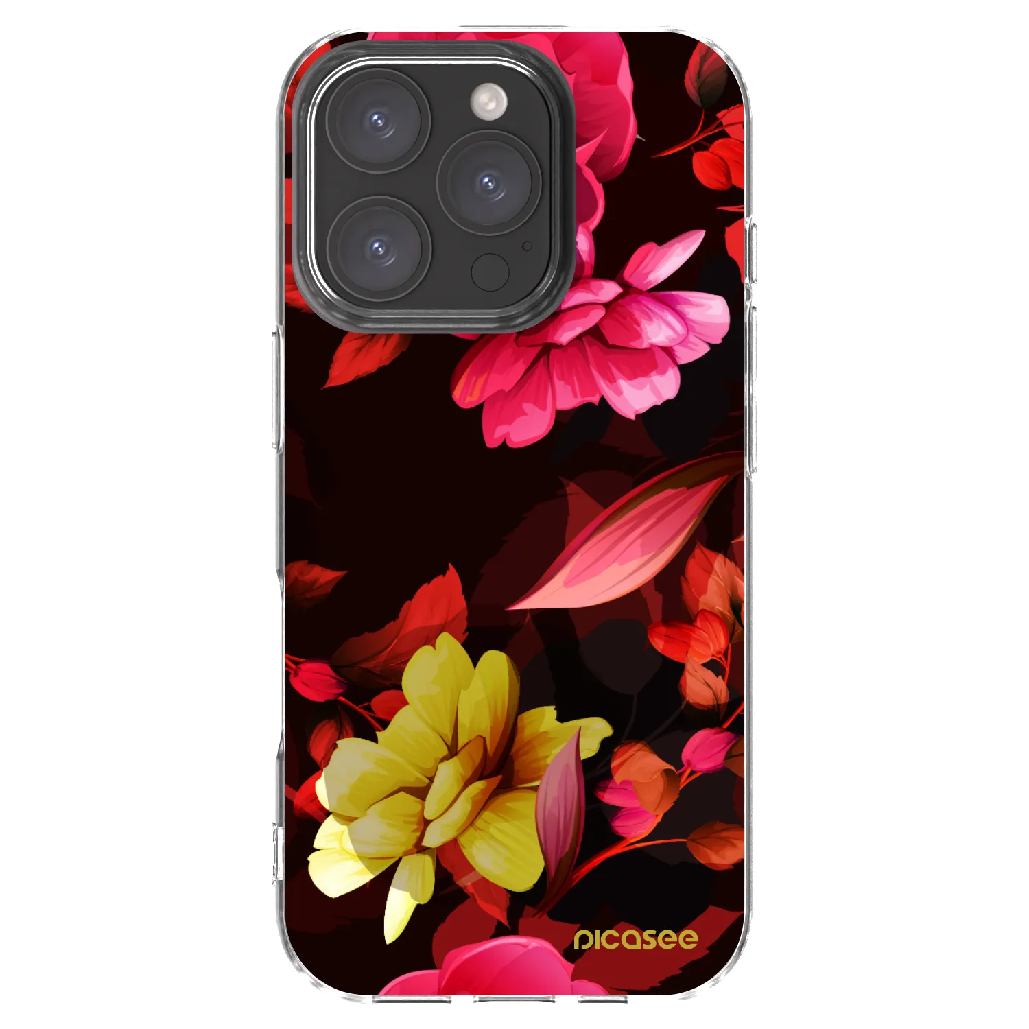 Picasee Apple iPhone 16 Pro Hülle - Transparentes Silikon - Dark Peonny