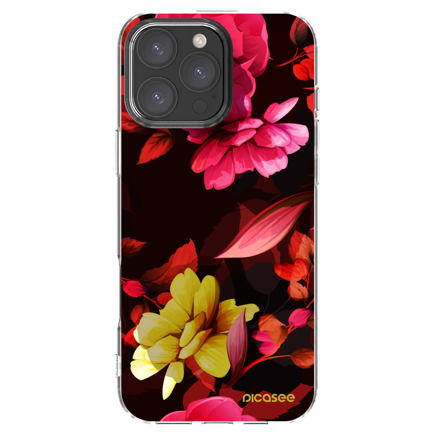 Picasee Apple iPhone 16 Pro Max Hülle - Transparentes Silikon - Dark Peonny
