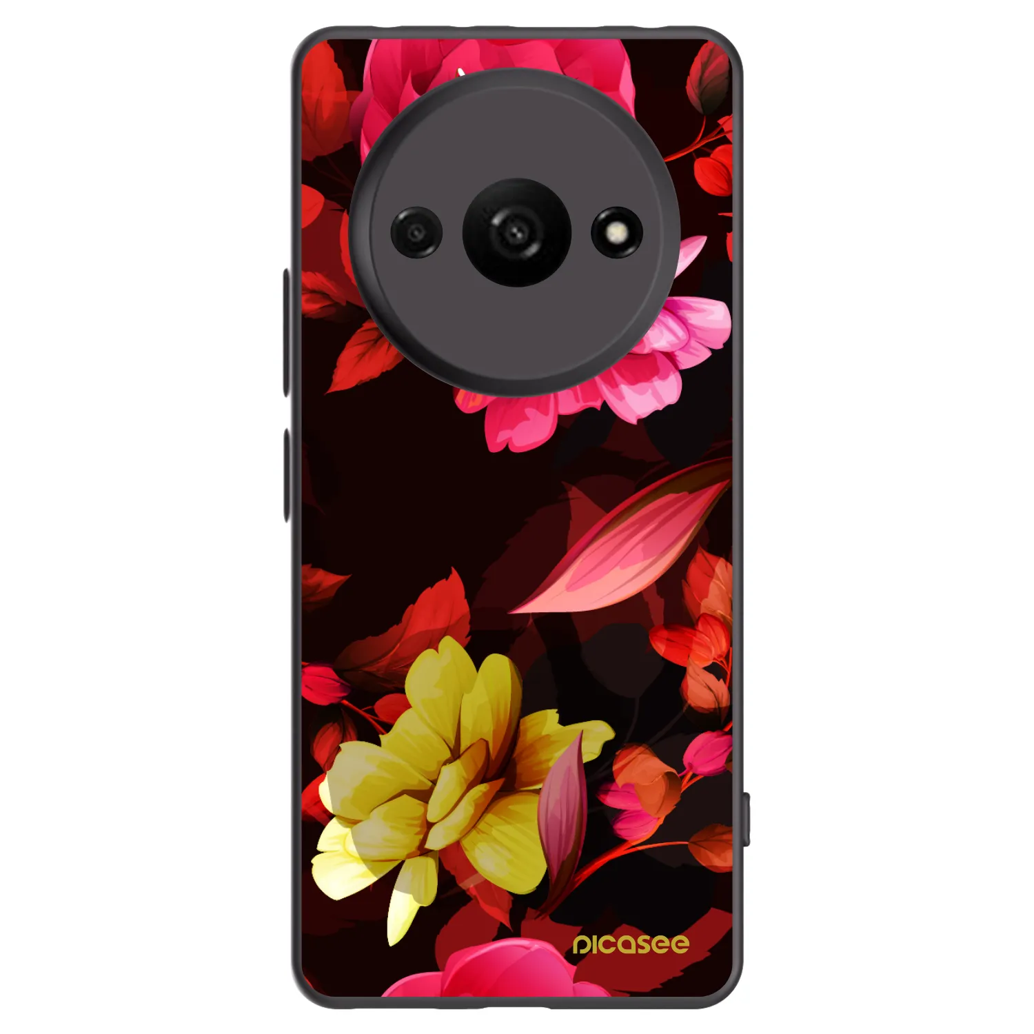 Picasee Xiaomi Redmi A3 Hülle - Schwarzes Silikon - Dark Peonny