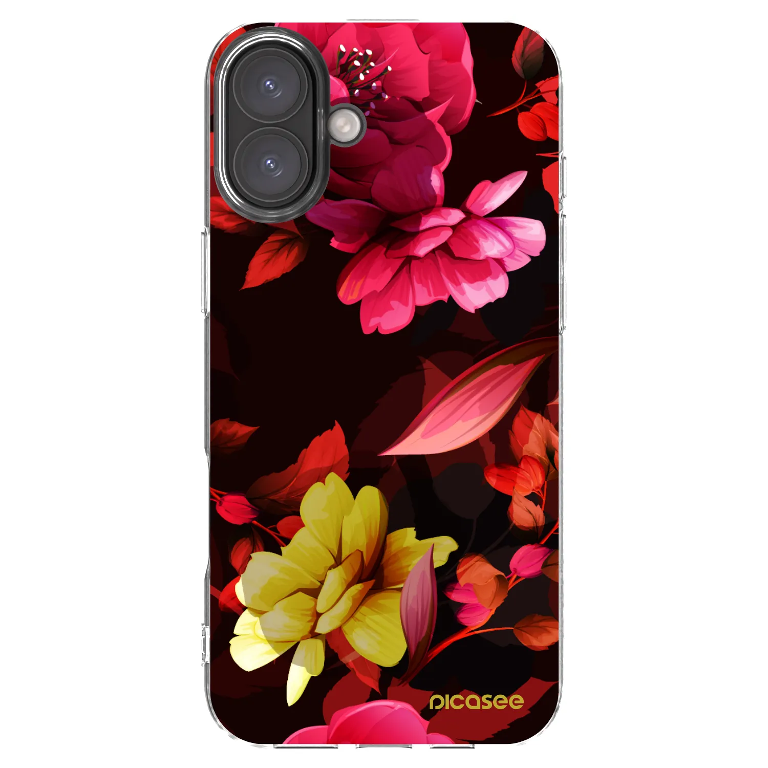 Picasee Apple iPhone 16 Plus Hülle - Transparentes Silikon - Dark Peonny