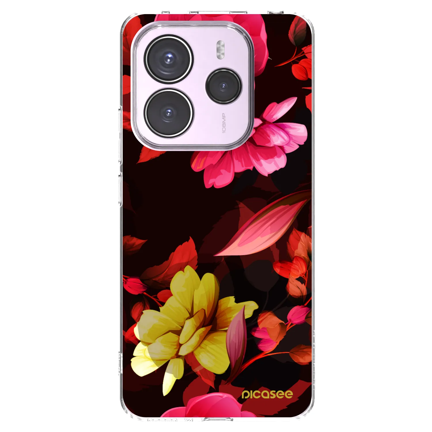 Picasee Xiaomi Redmi Note 14 5G Hülle - Transparentes Silikon - Dark Peonny