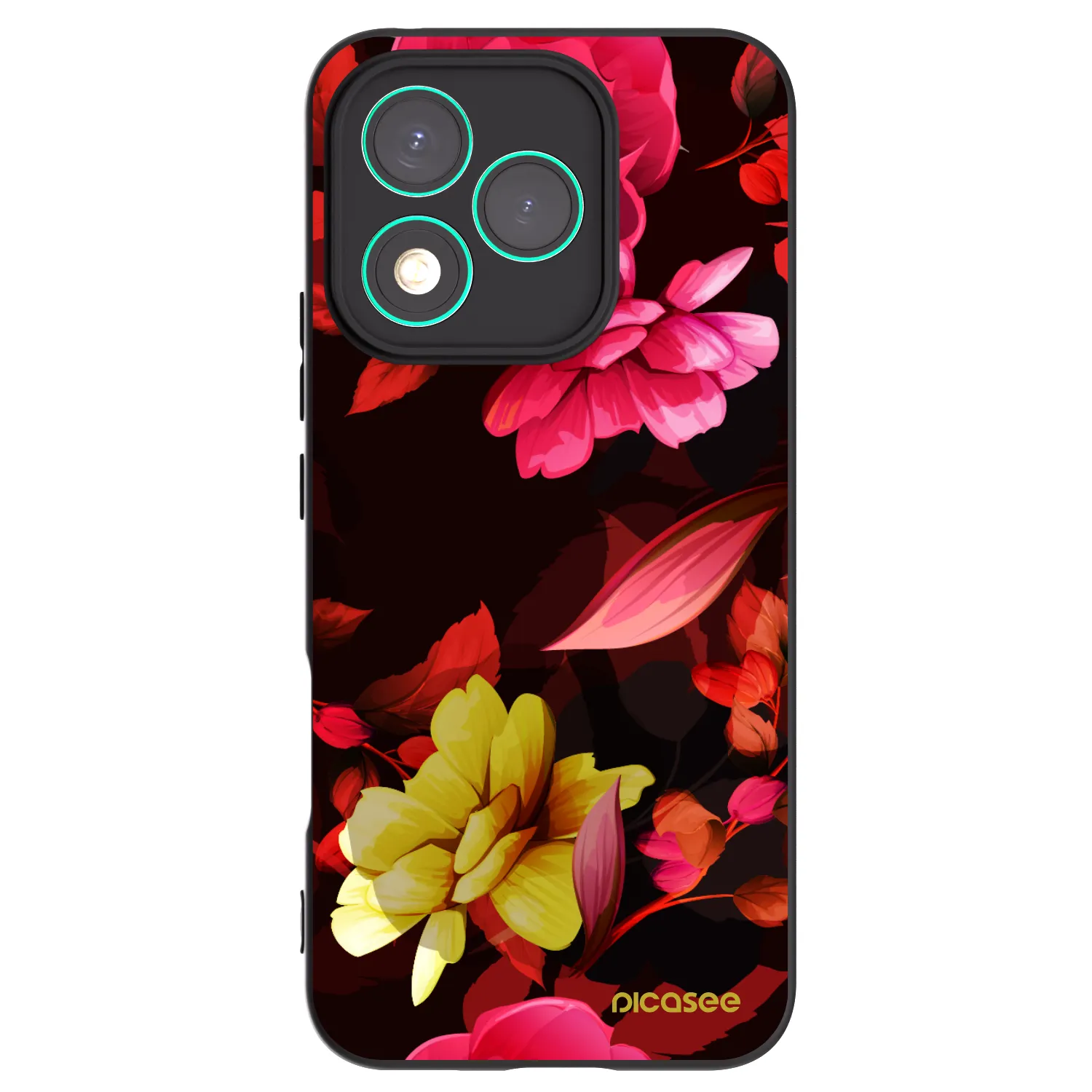 Picasee Honor 400 Lite 5G Hülle - Schwarzes Silikon - Dark Peonny