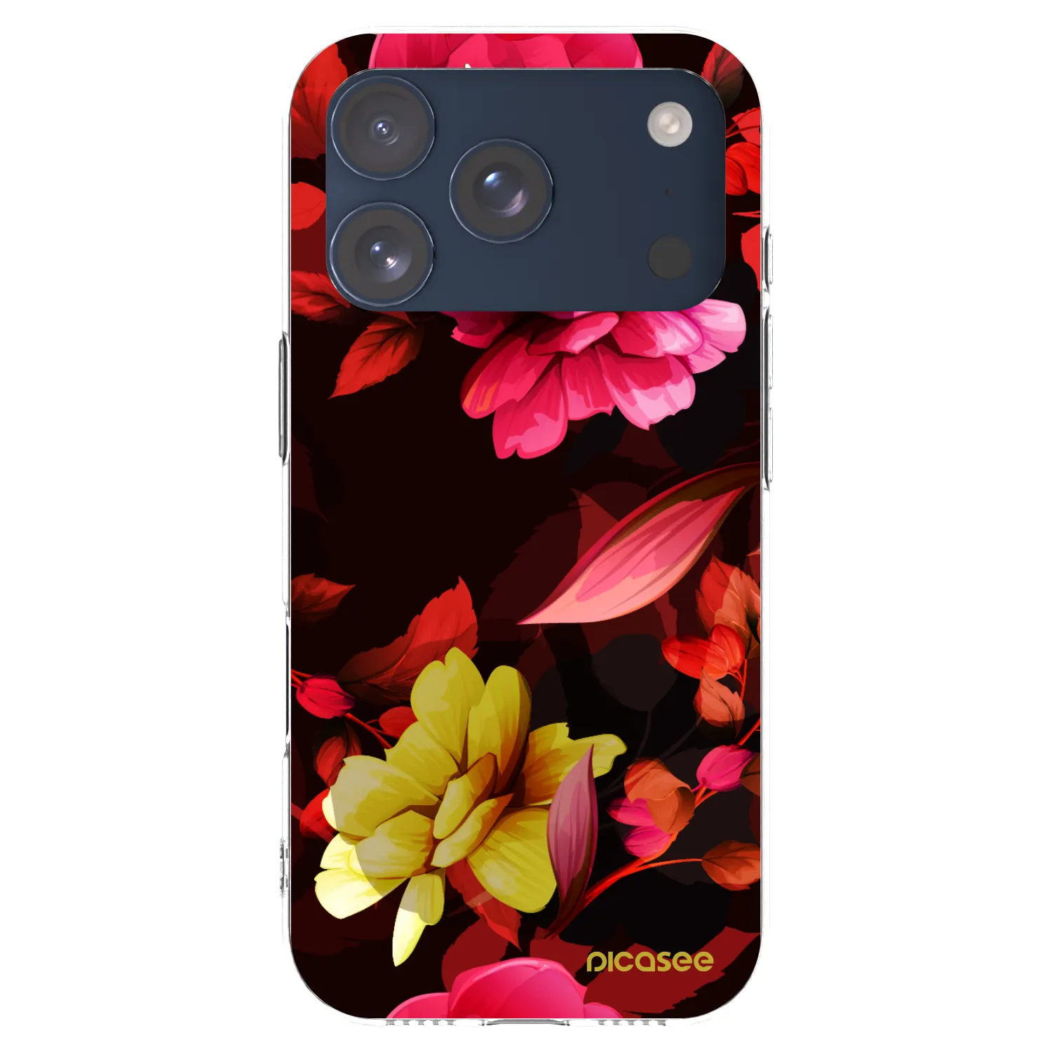 Picasee Apple iPhone 17 Pro Hülle - Transparentes Silikon - Dark Peonny