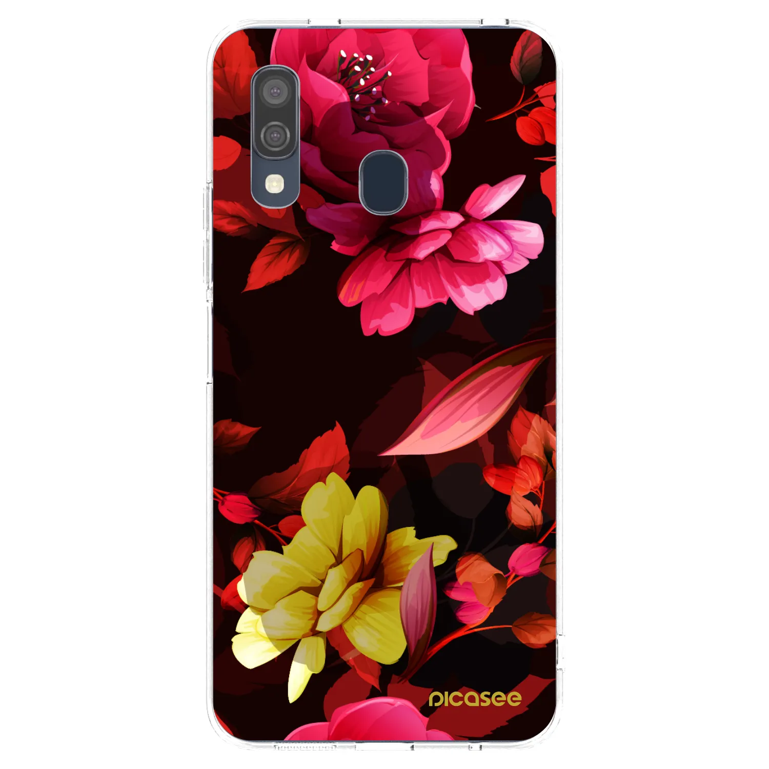 Picasee Samsung Galaxy A40 A405F Hülle - Transparentes Silikon - Dark Peonny