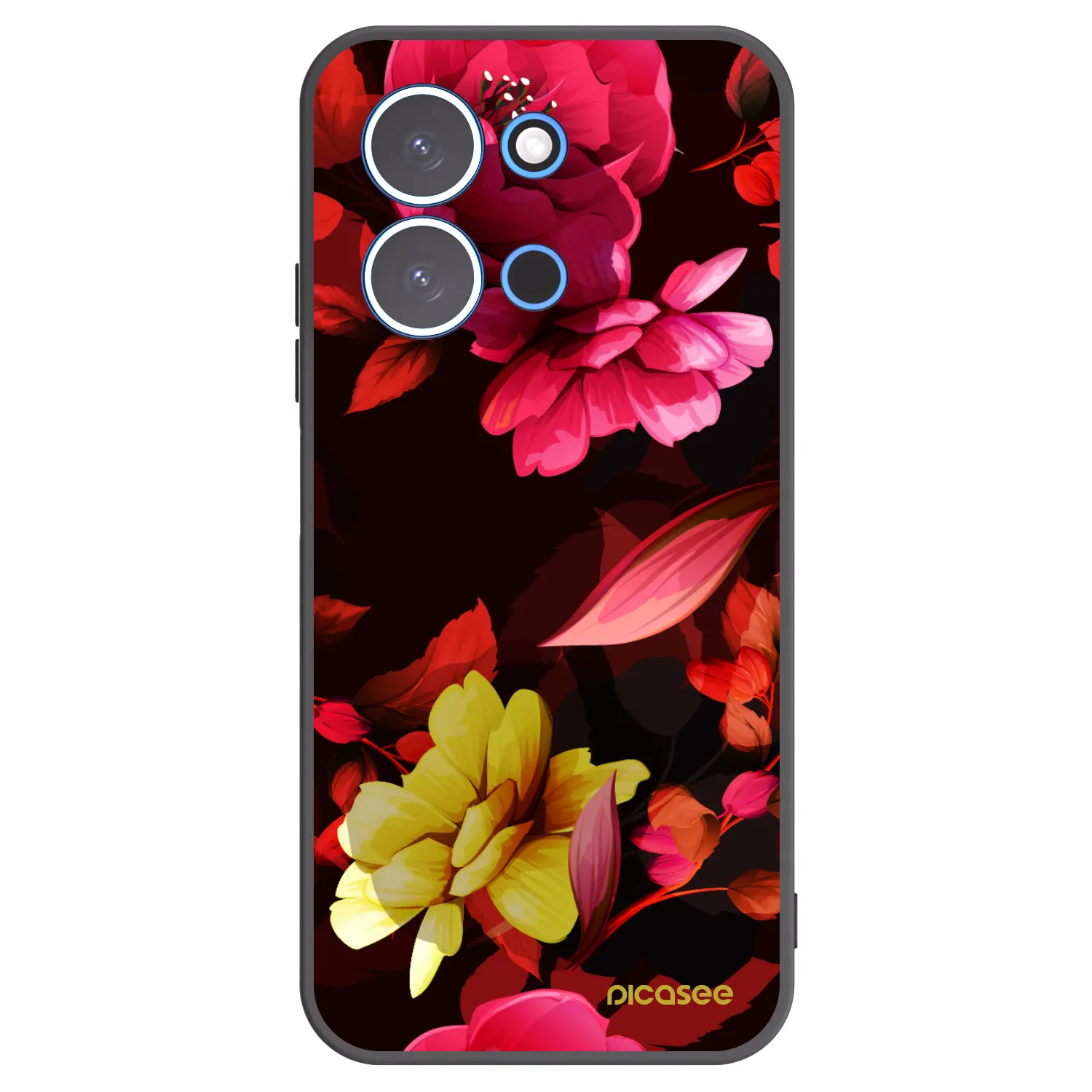 Picasee Xiaomi Redmi 15C 4G Hülle - Schwarzes Silikon - Dark Peonny