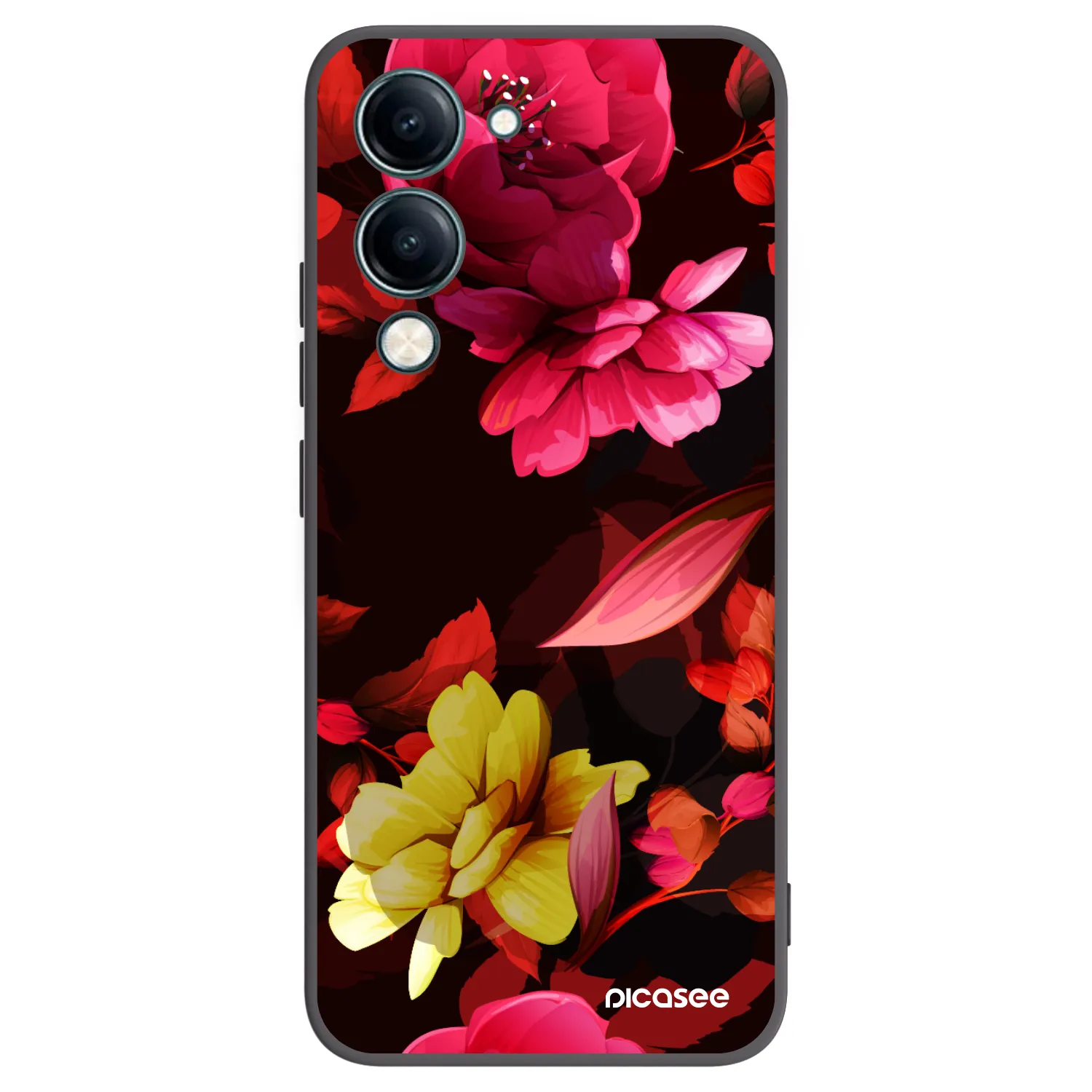 Picasee Vivo Y29s 5G Hülle - Schwarzes Silikon - Dark Peonny