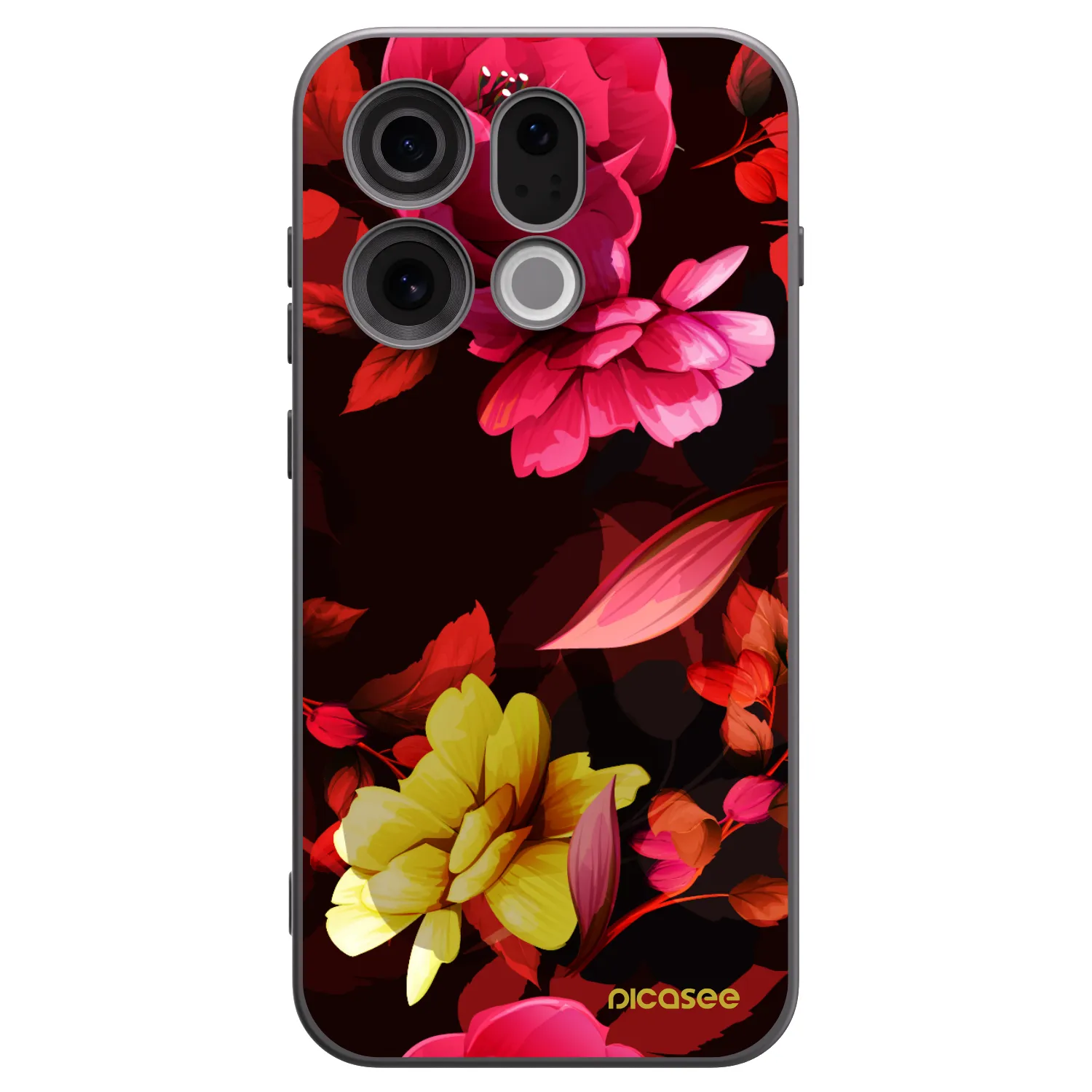 Picasee OPPO Find X9 Hülle - Schwarzes Silikon - Dark Peonny