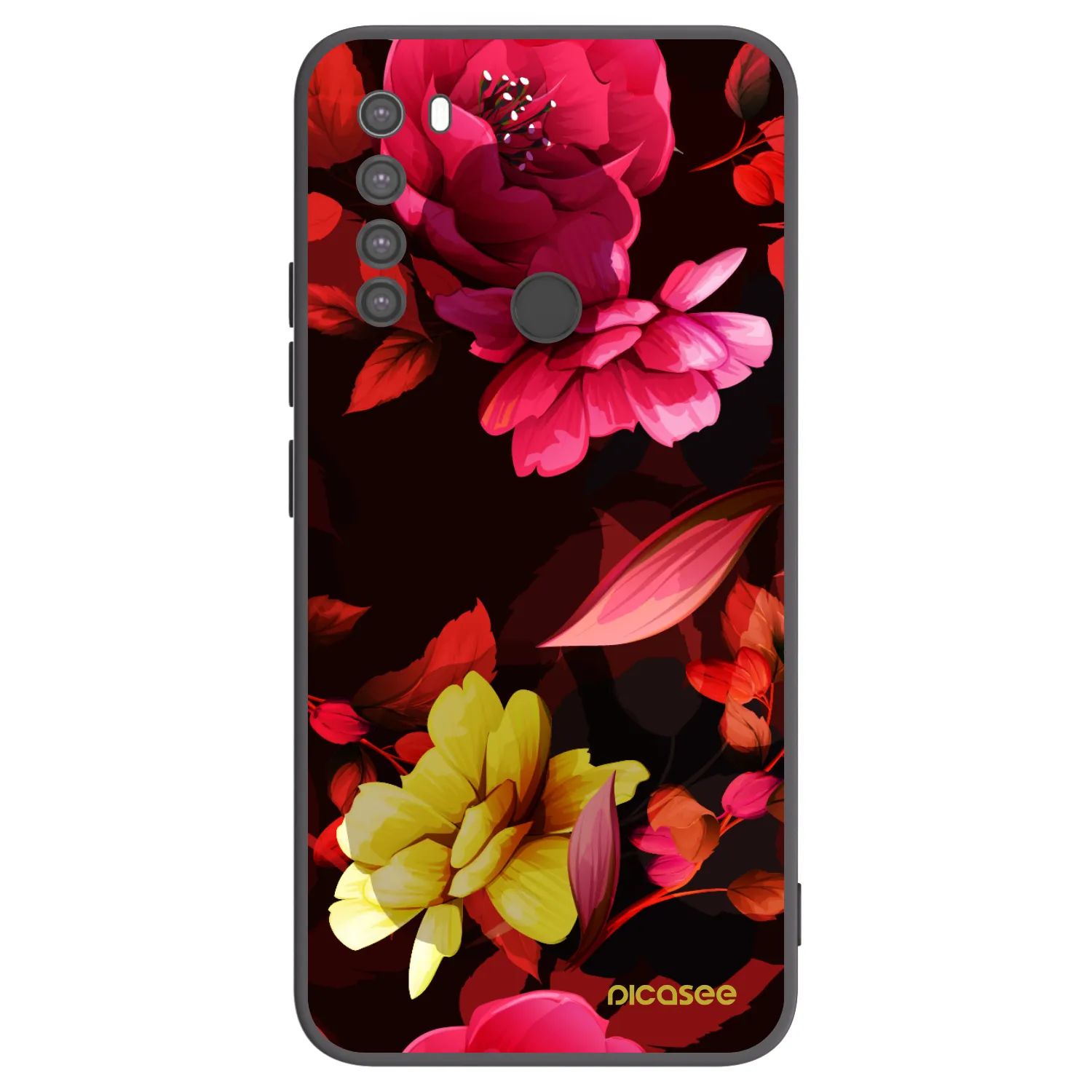 Picasee Xiaomi Redmi Note 8 Hülle - Schwarzes Silikon - Dark Peonny