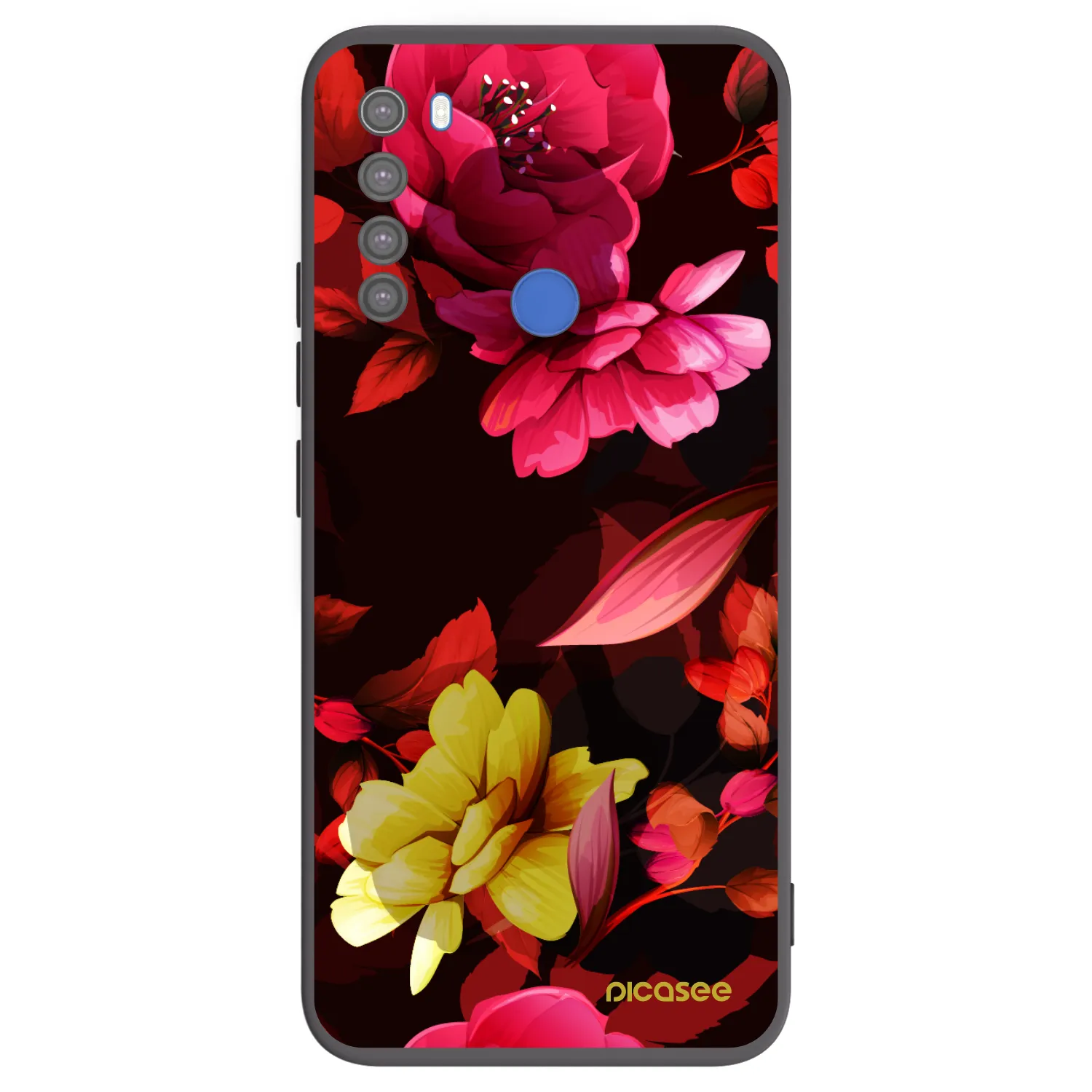 Picasee Xiaomi Redmi Note 8T Hülle - Schwarzes Silikon - Dark Peonny