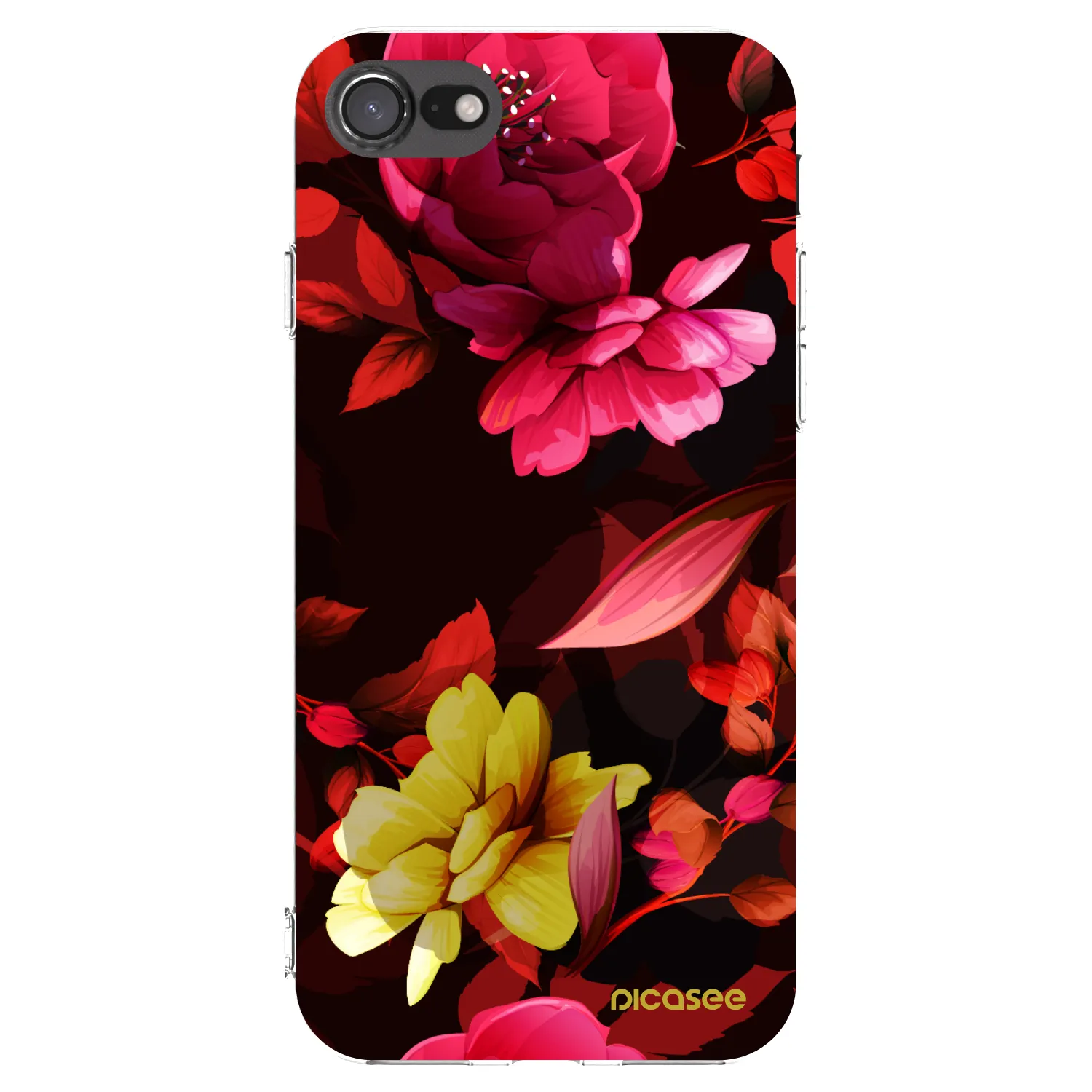 Picasee Apple iPhone SE 2020 Hülle - Transparentes Silikon - Dark Peonny