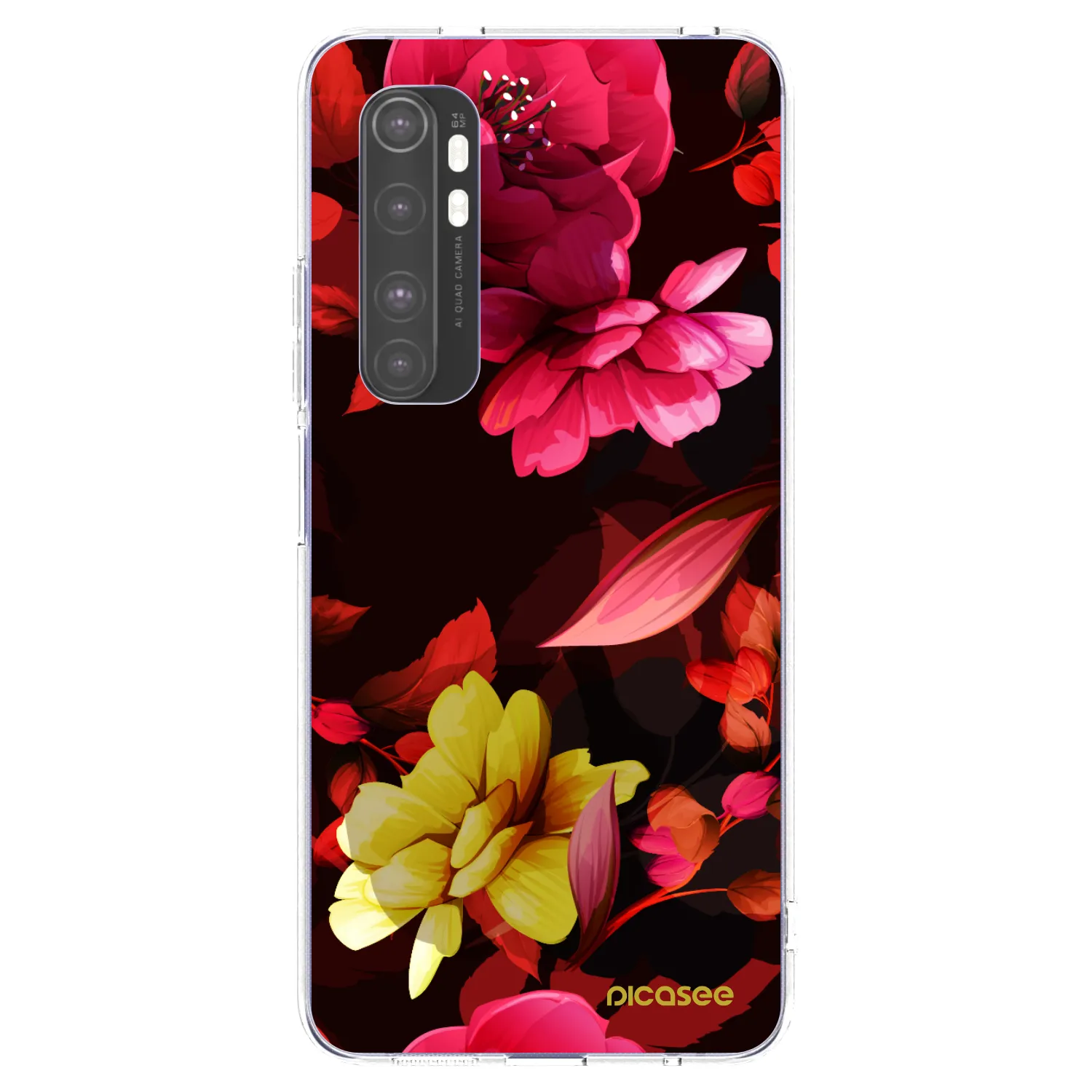 Picasee Xiaomi Mi Note 10 Lite Hülle - Transparentes Silikon - Dark Peonny