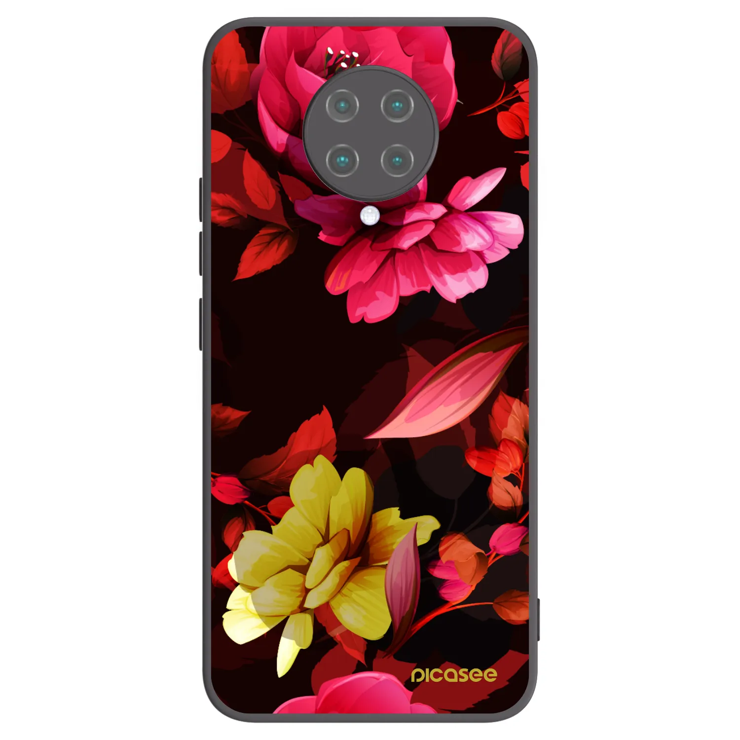 Picasee Xiaomi Poco F2 Pro Hülle - Schwarzes Silikon - Dark Peonny