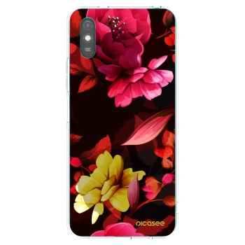 Picasee Xiaomi Redmi 9A Hülle - Transparentes Silikon - Dark Peonny