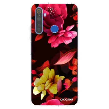 Picasee Realme 5 Hülle - Transparentes Silikon - Dark Peonny