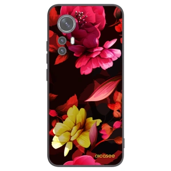 Picasee Xiaomi 12 Hülle - Schwarzes Silikon - Dark Peonny
