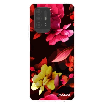 Picasee OPPO A94 5G Hülle - Transparentes Silikon - Dark Peonny
